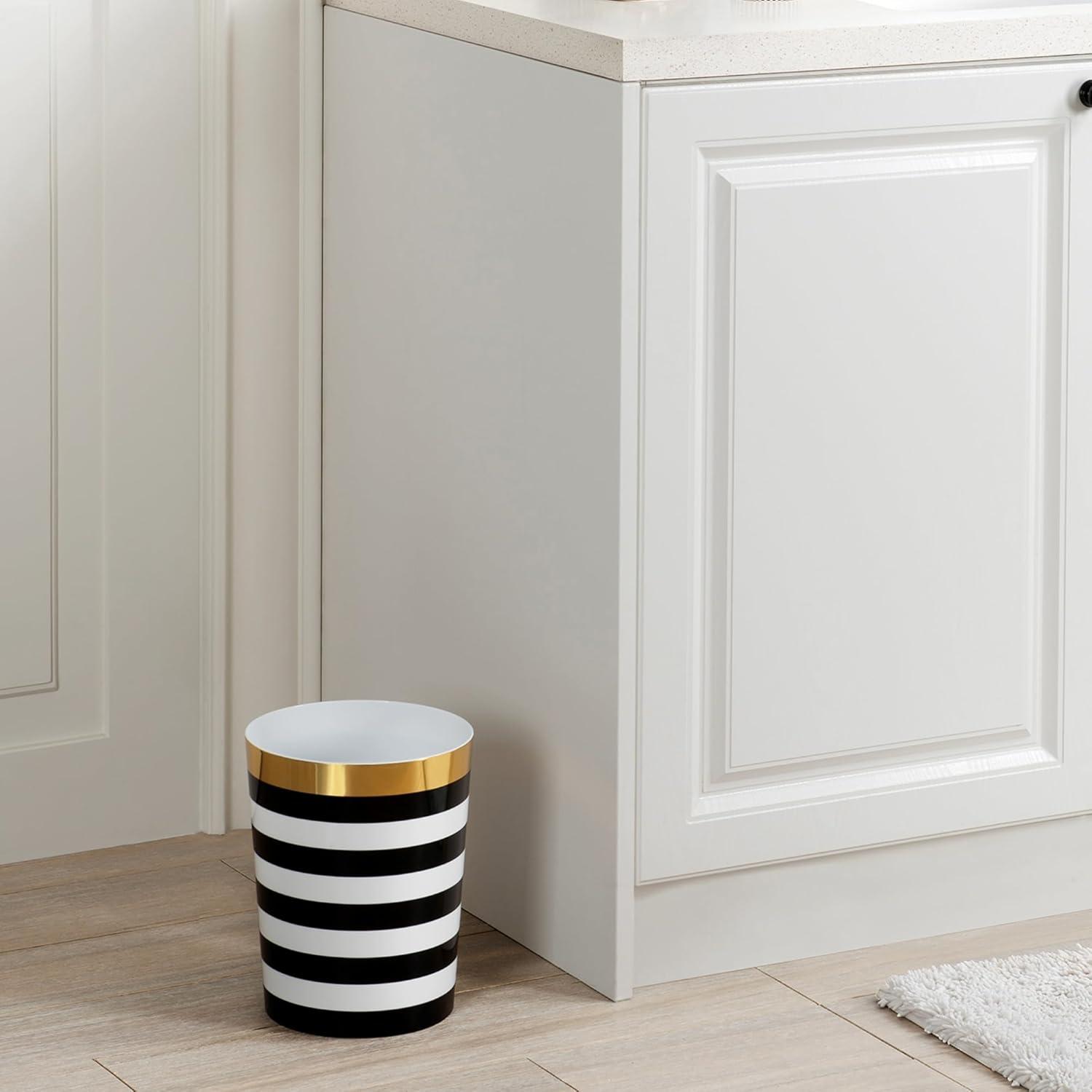 Derby Wastebasket Black/White - Allure Home Creations: Plastic, 5.6L Capacity, 9.6" Height, Elegant Design