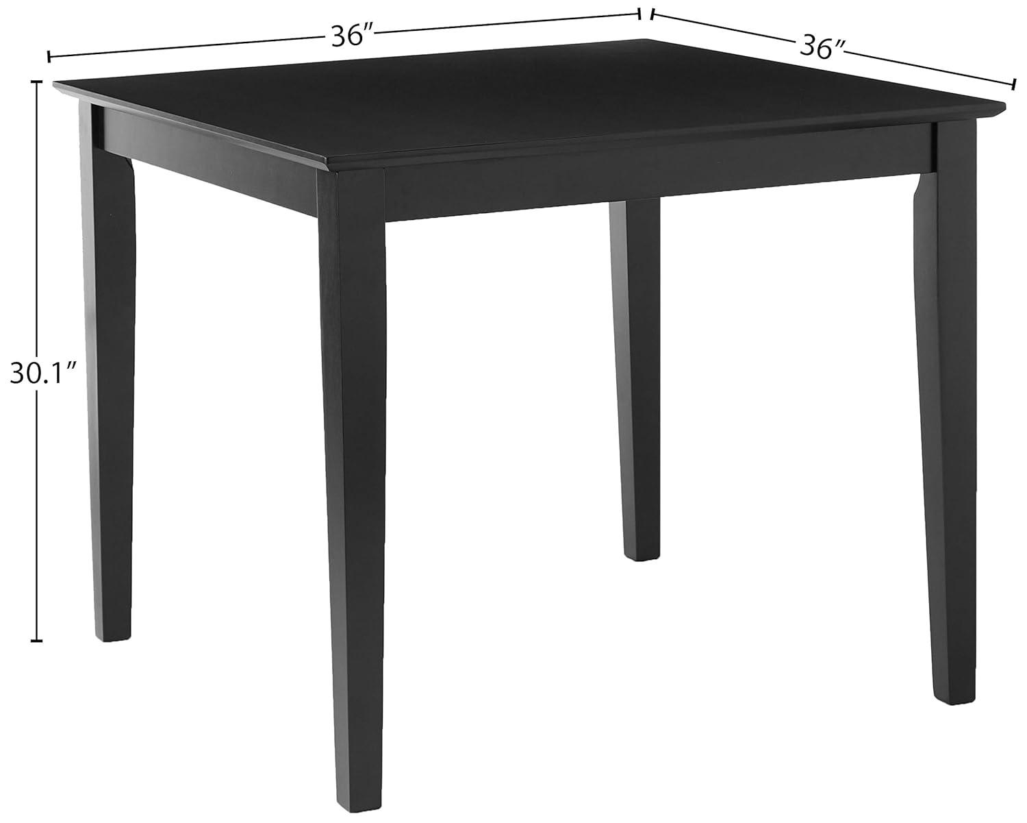International Concepts 36" Square Solid Wood Top Dining Table with Shaker Legs Black: Parawood, Non-Extension, Seats 4