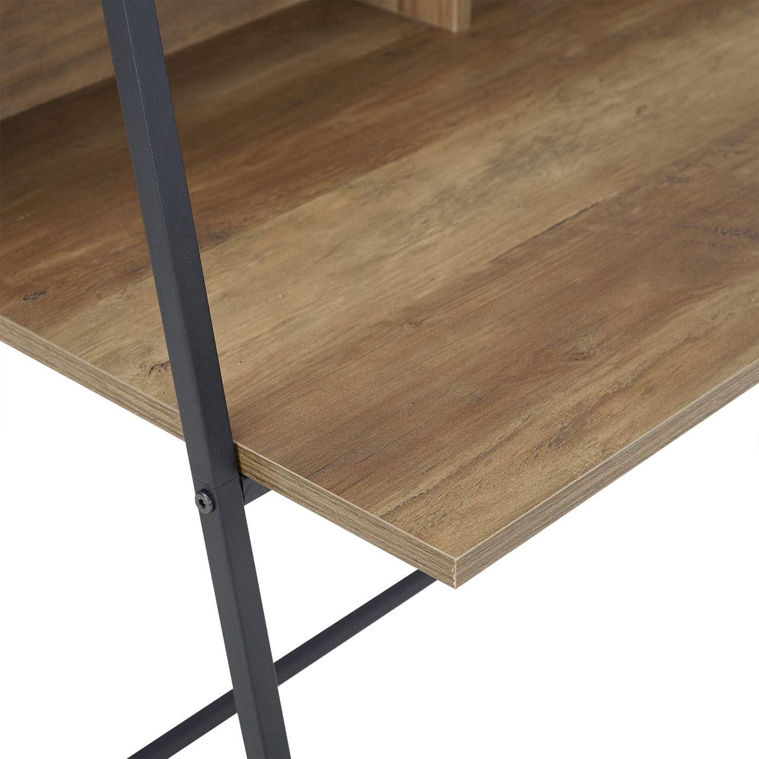 Walker Edison Freya Urban Industrial Ladder Desk with Metal Magnet Board, 36 Inch, Rustic Oak