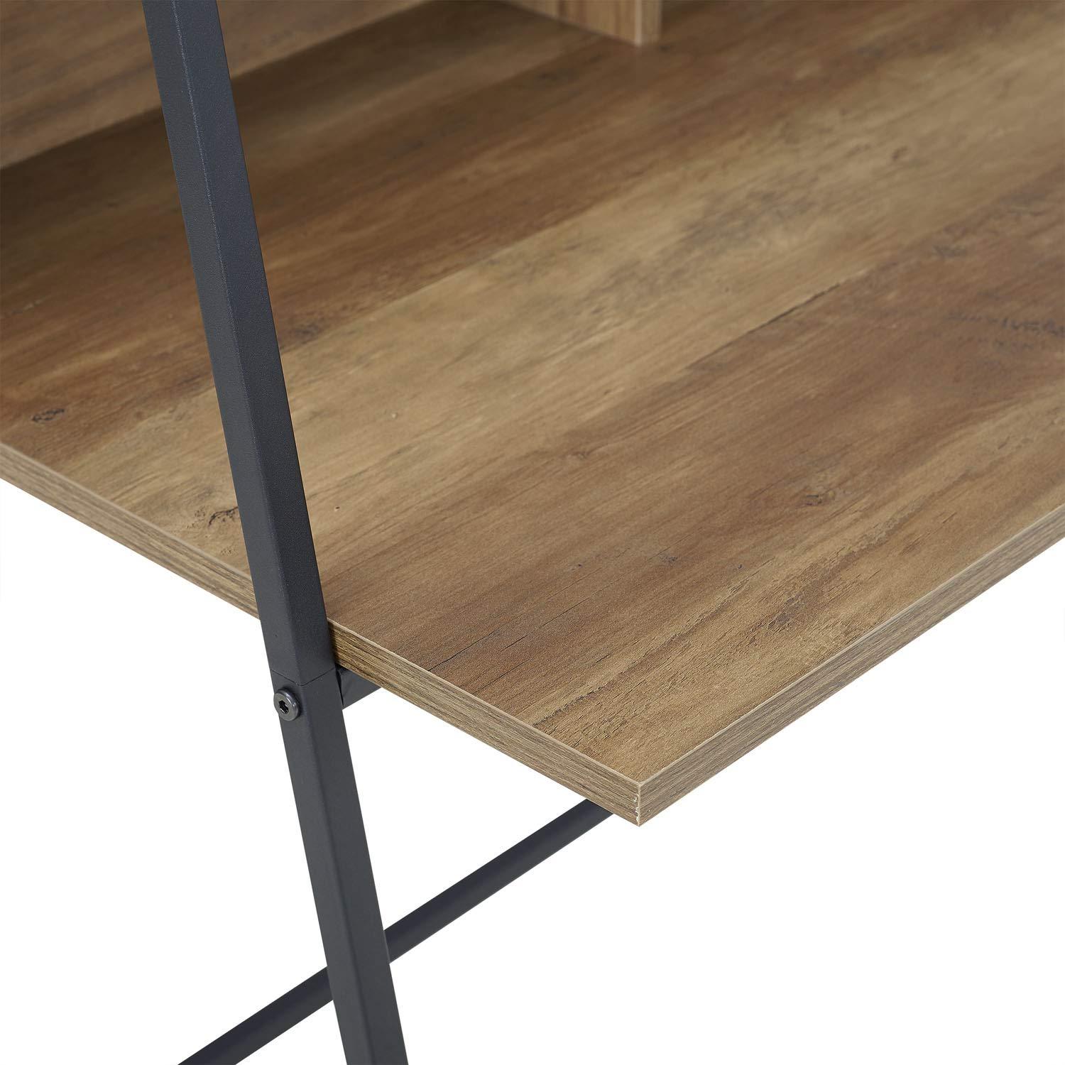 Walker Edison Freya Urban Industrial Ladder Desk with Metal Magnet Board, 36 Inch, Rustic Oak
