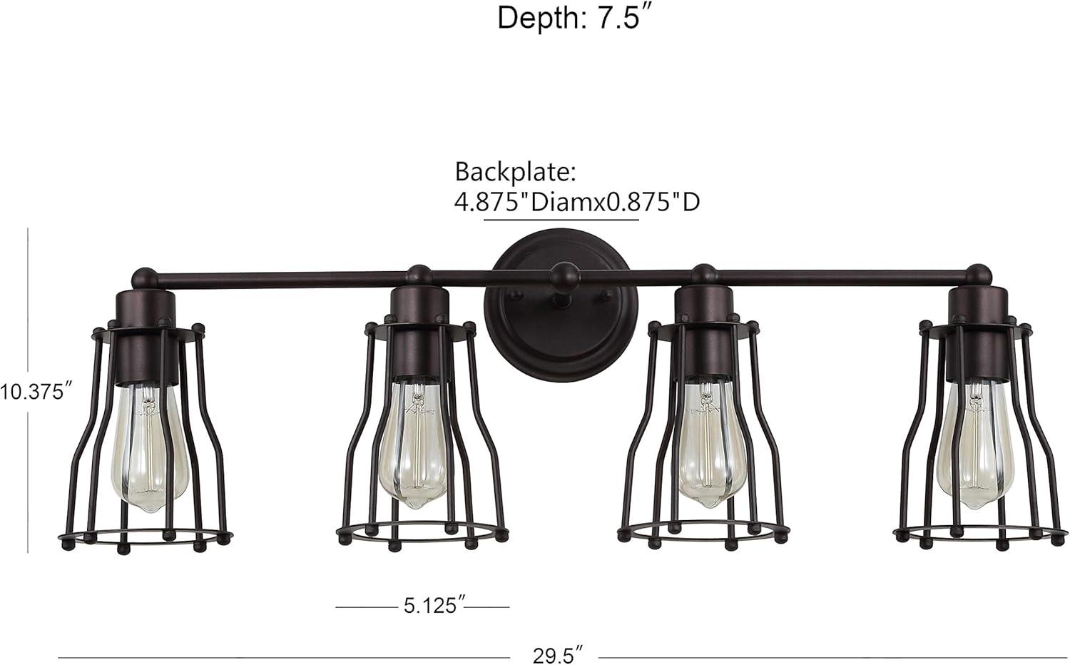 Florence 29.5" Oil-Rubbed Bronze Industrial Vanity Light with Clear Metal Shade