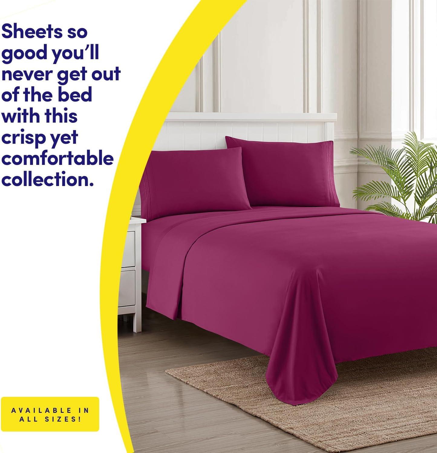 King Ivory Embroidered Deep Pocket Cotton Microfiber Sheet Set