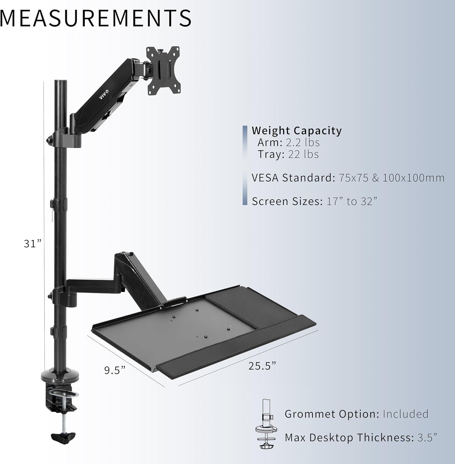 Sit to Stand Single Monitor Desk Mount Workstation