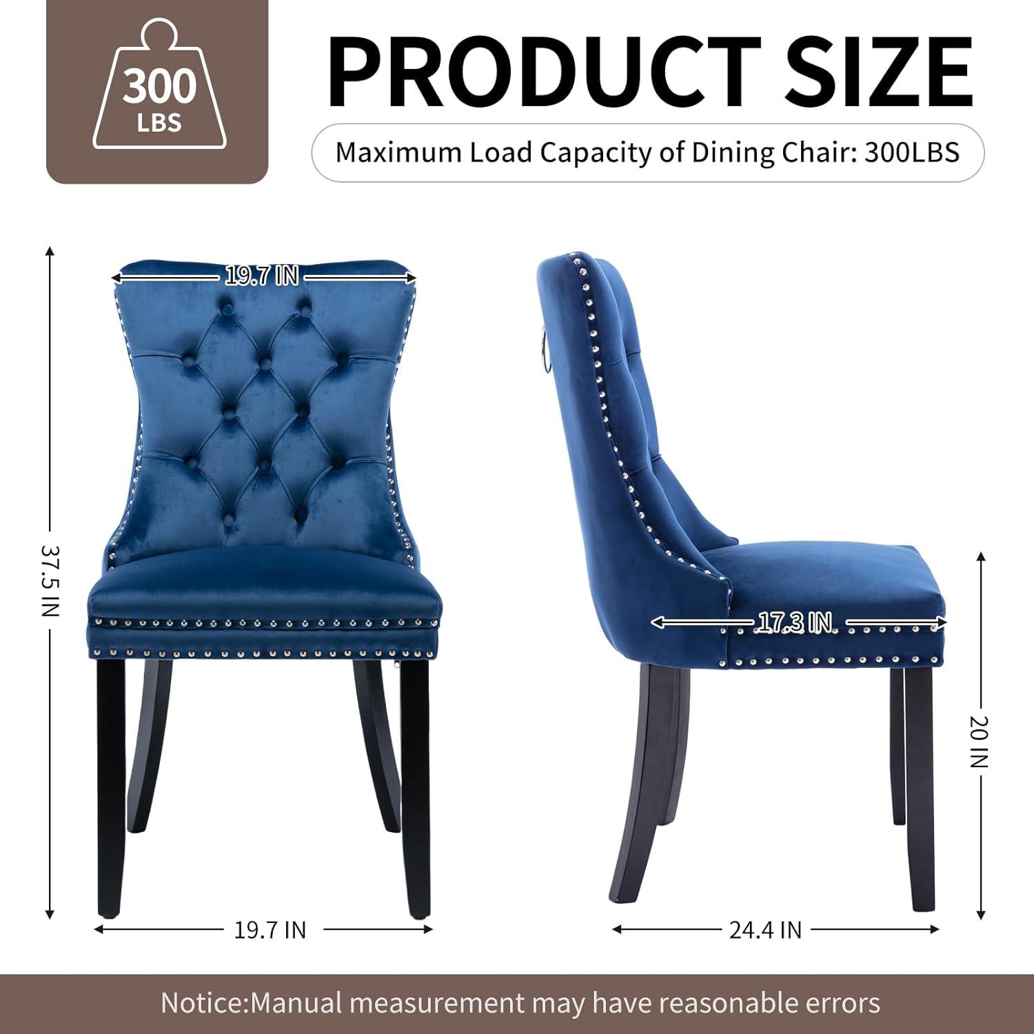 Rhomtree Glam Wood Solid Print Dining Side Chairs, Blue (Set of 6)