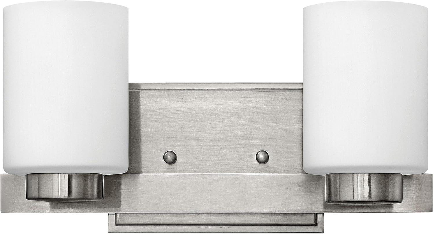 Chrome 2-Light Dimmable Bathroom Vanity Fixture with Opal Glass Shades
