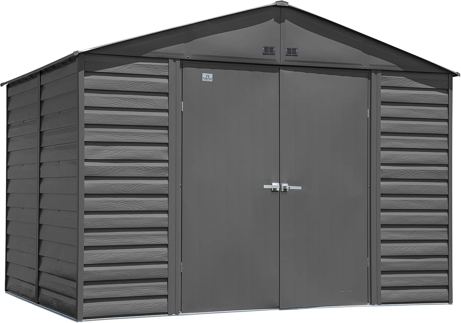 Arrow Select Steel Storage Shed Steel Storage Shed, 10x8, Charcoal