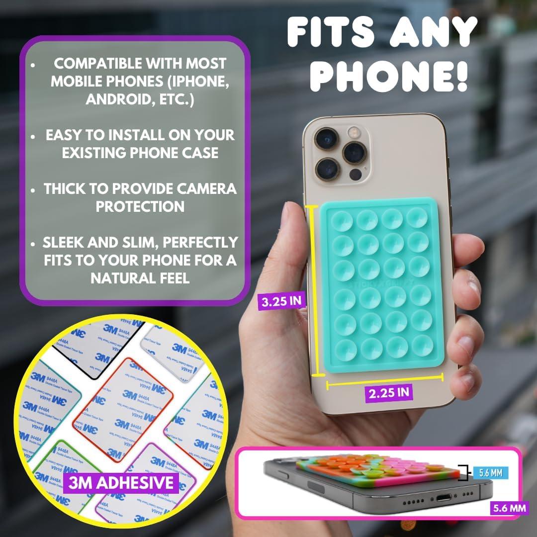 StickyGrippy Suction Mount for Phones, Hands-Free Mirror Holder with Silicone Grip, Compatible with iPhone & Android, White