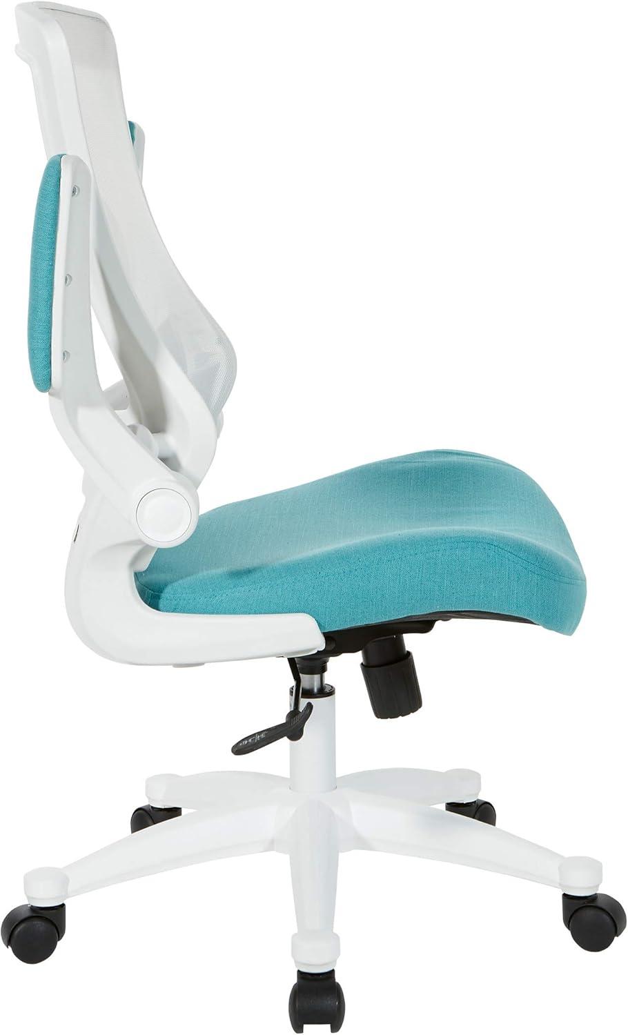 Office Star Products White Screen Back Manager's Chair in White Turquoise Fabric