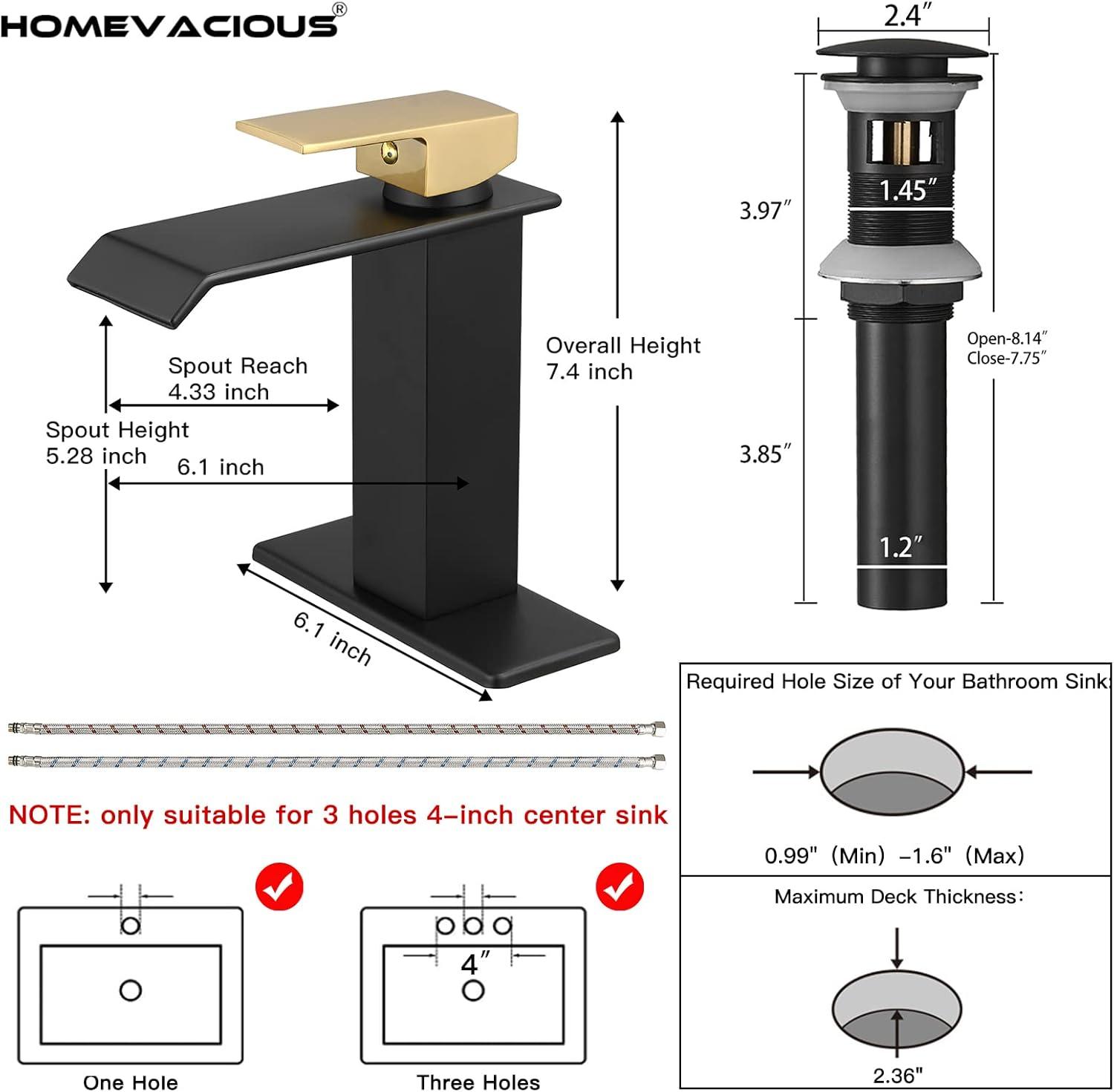 VIBRANTBATH Single-Hole Single-handle Bathroom Faucet with Drain Assembly YZJ9004-N-2