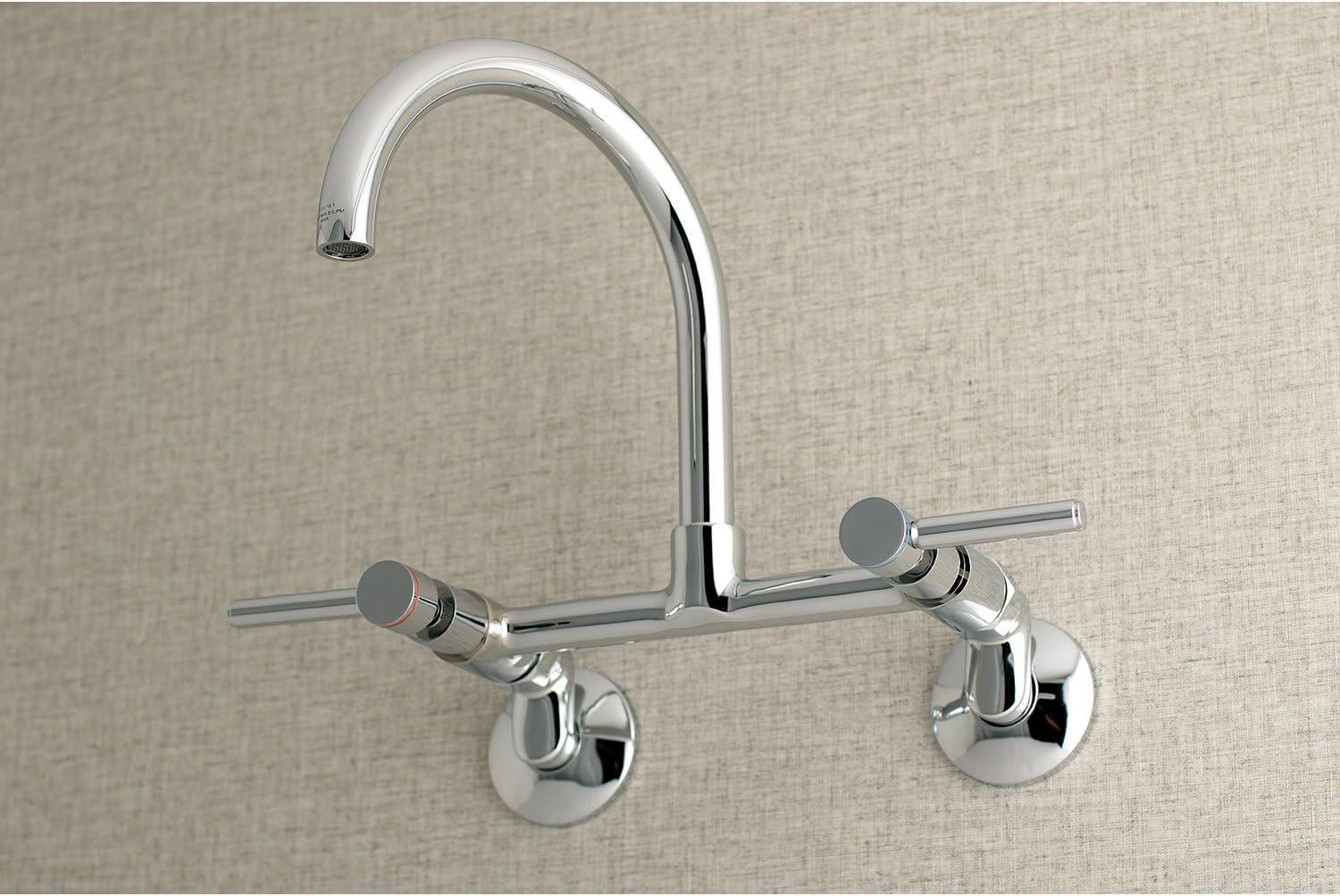 Kingston Brass Concord Double-Handle 2-Hole Wall-Mount Bridge Kitchen Faucet