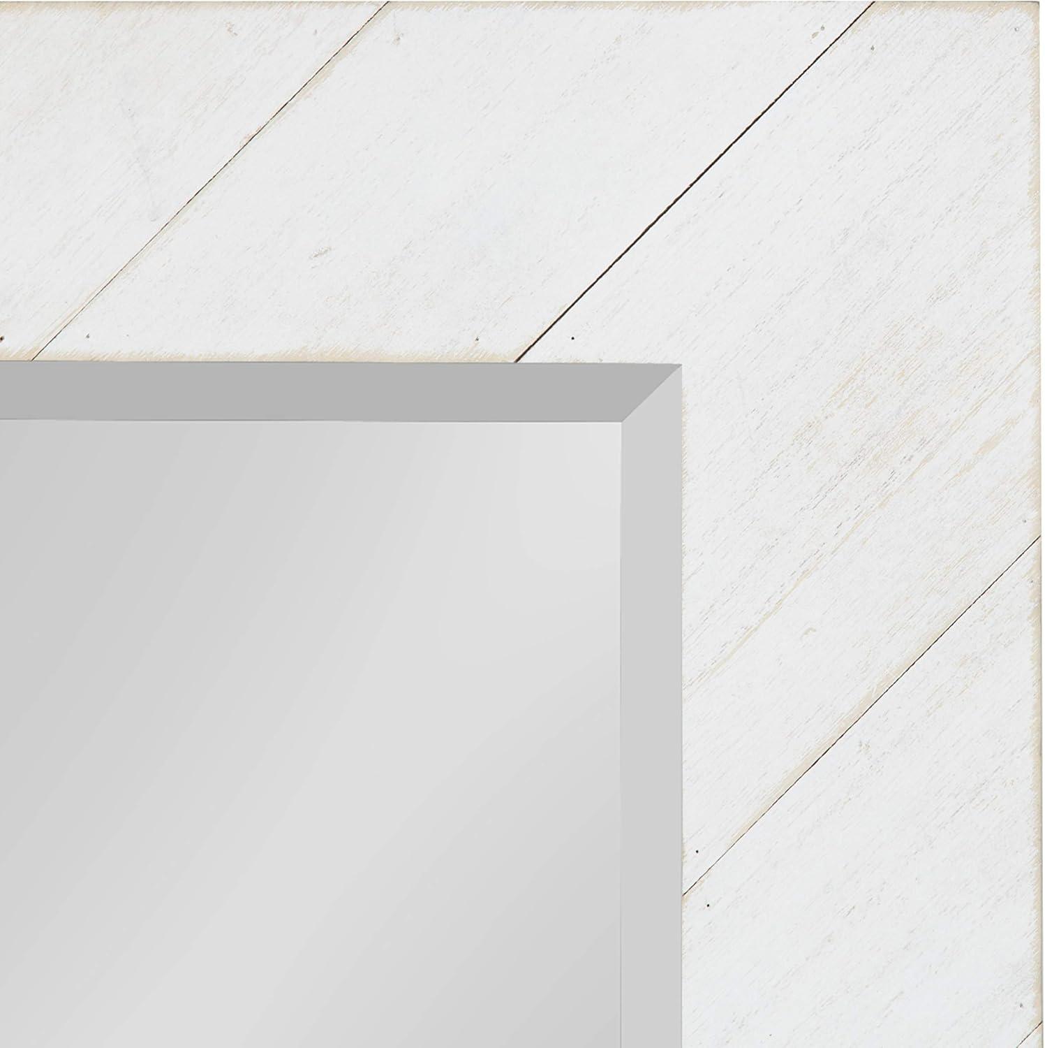 24" x 30" Rost Pieced Wood Framed Wall Mirror White - DesignOvation: Modern Rectangle, No Assembly Required
