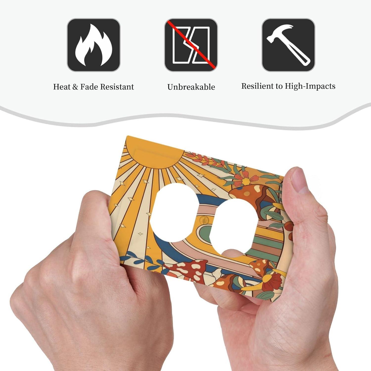 ZICANCN Outlet Covers Wall Plate, Sunflowers Nature Beige Background Light Switch Cover Decorative, Duplex Toggle Combo 1-Gang