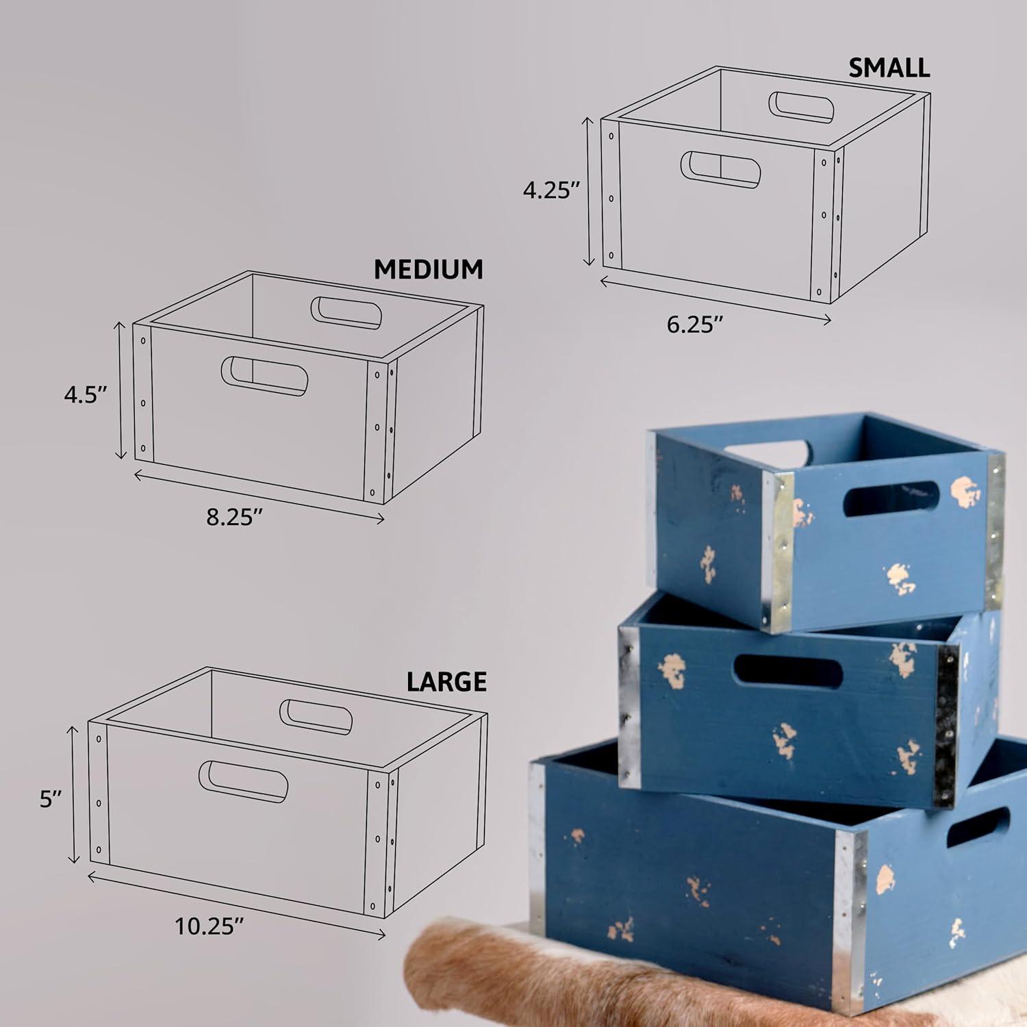 Wald Import Square Distressed Crates - Set of 3