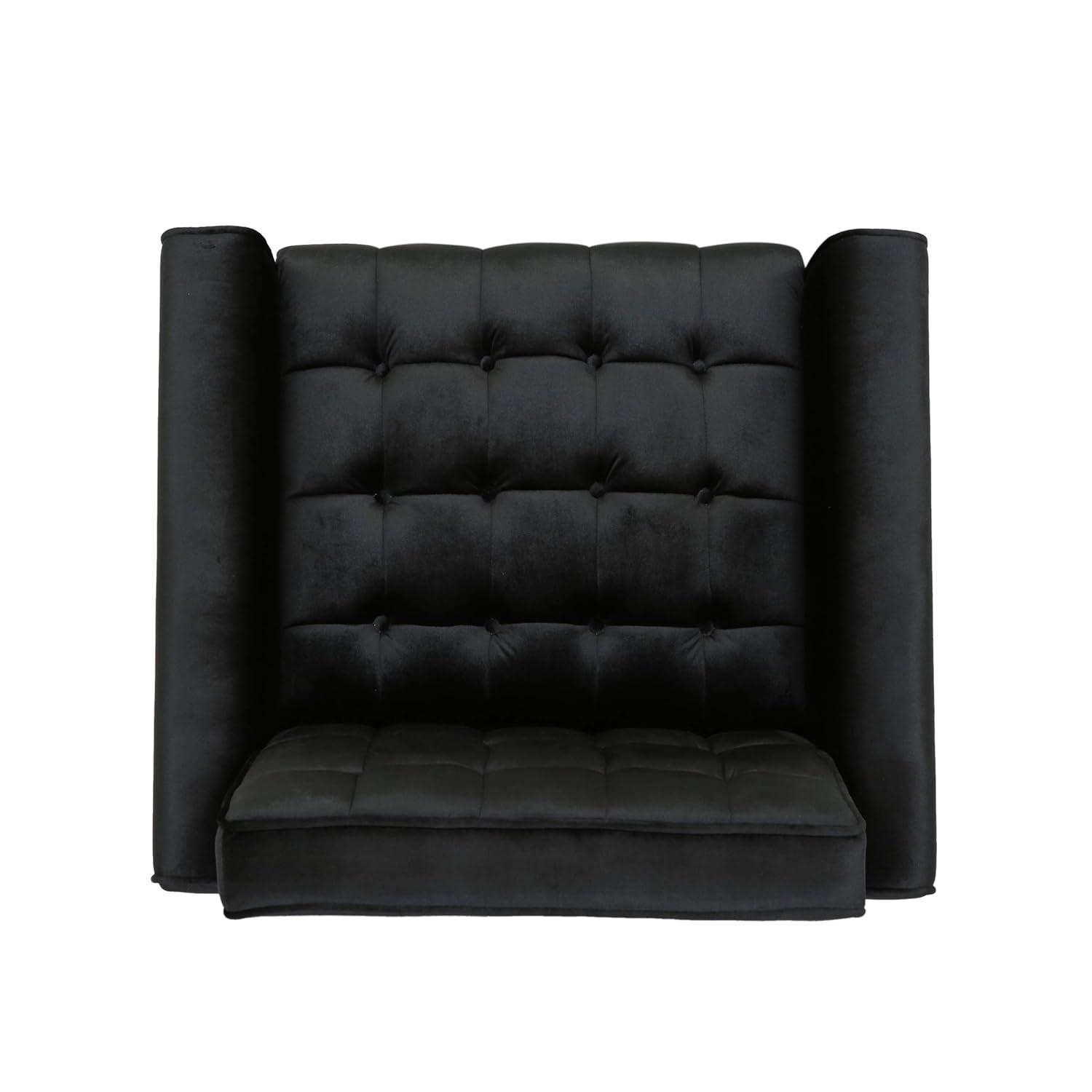 Bourchier Modern Glam Velvet Armchair Black -Christopher Knight Home: Tufted, Upholstered, Comfortable Seating