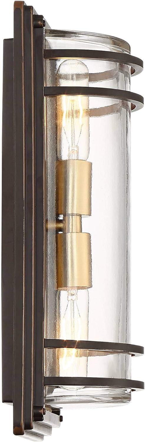 John Timberland Habitat Modern Outdoor Wall Light Fixture Bronze Warm Brass 16" Clear Glass for Post Exterior Barn Deck House Porch Yard Patio Home