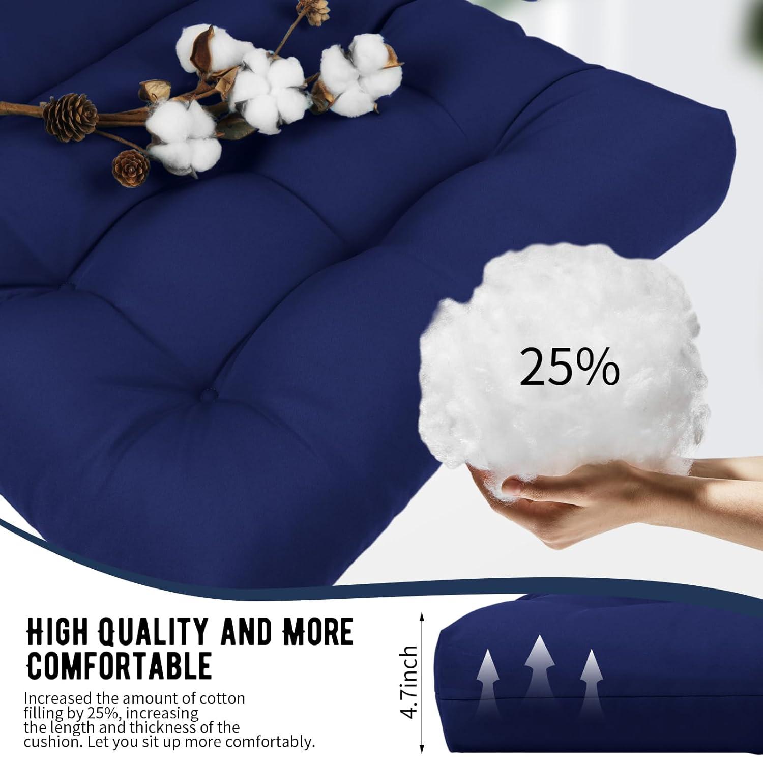 Crestlive Products Adirondack Style Patio Outdoor Chair Cushion for Adirondack Chair or Lounge Rocking Chair - See picture 2-Piece Set, Navy Blue