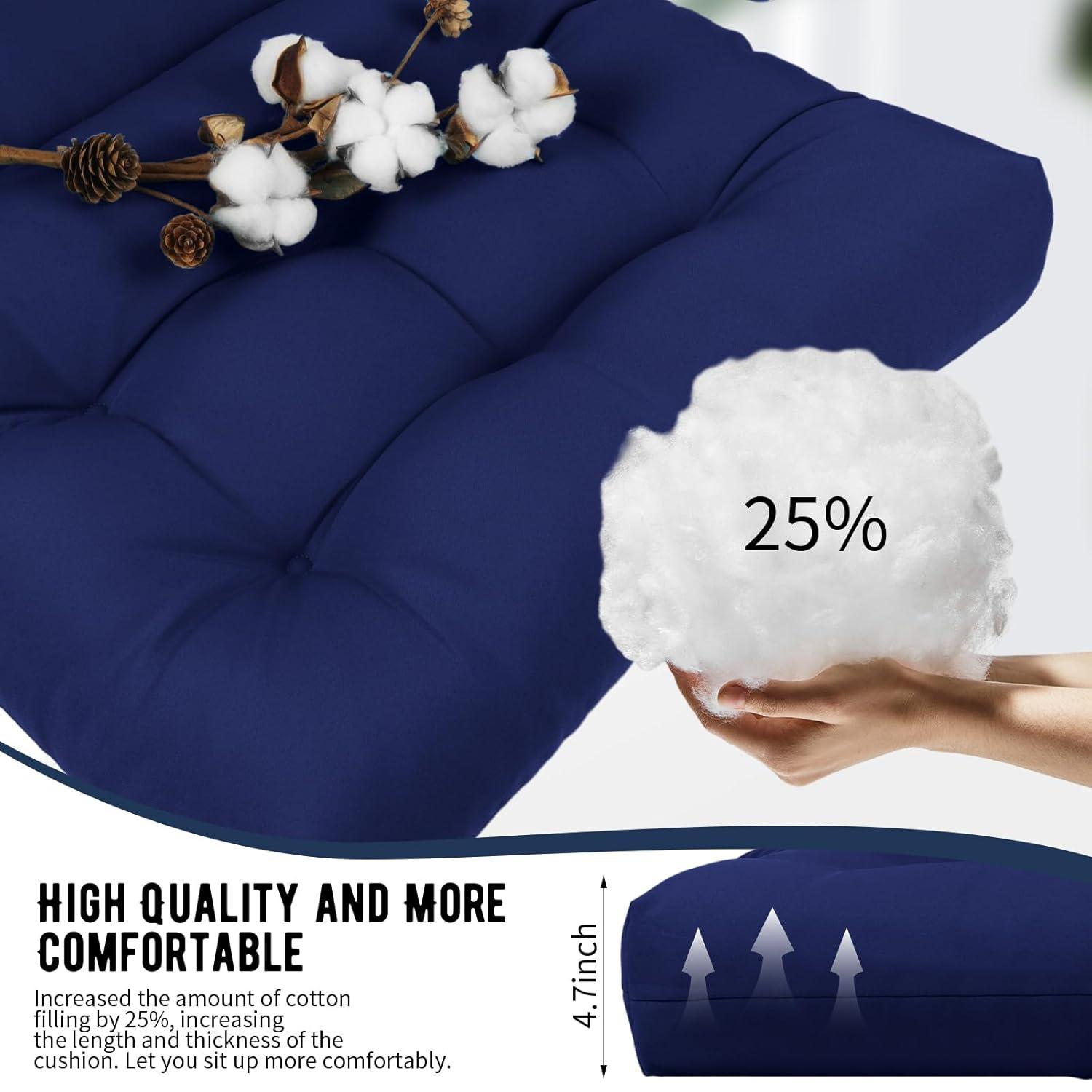 Crestlive Products Adirondack Style Patio Outdoor Chair Cushion for Adirondack Chair or Lounge Rocking Chair - See picture 2-Piece Set, Navy Blue