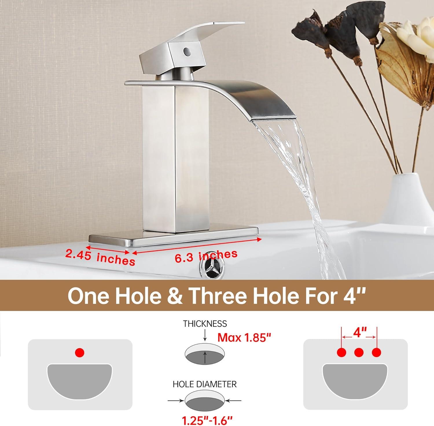 Waterfall Bathroom Faucet,Single Handle 1 Or 3 Hole Bathroom...