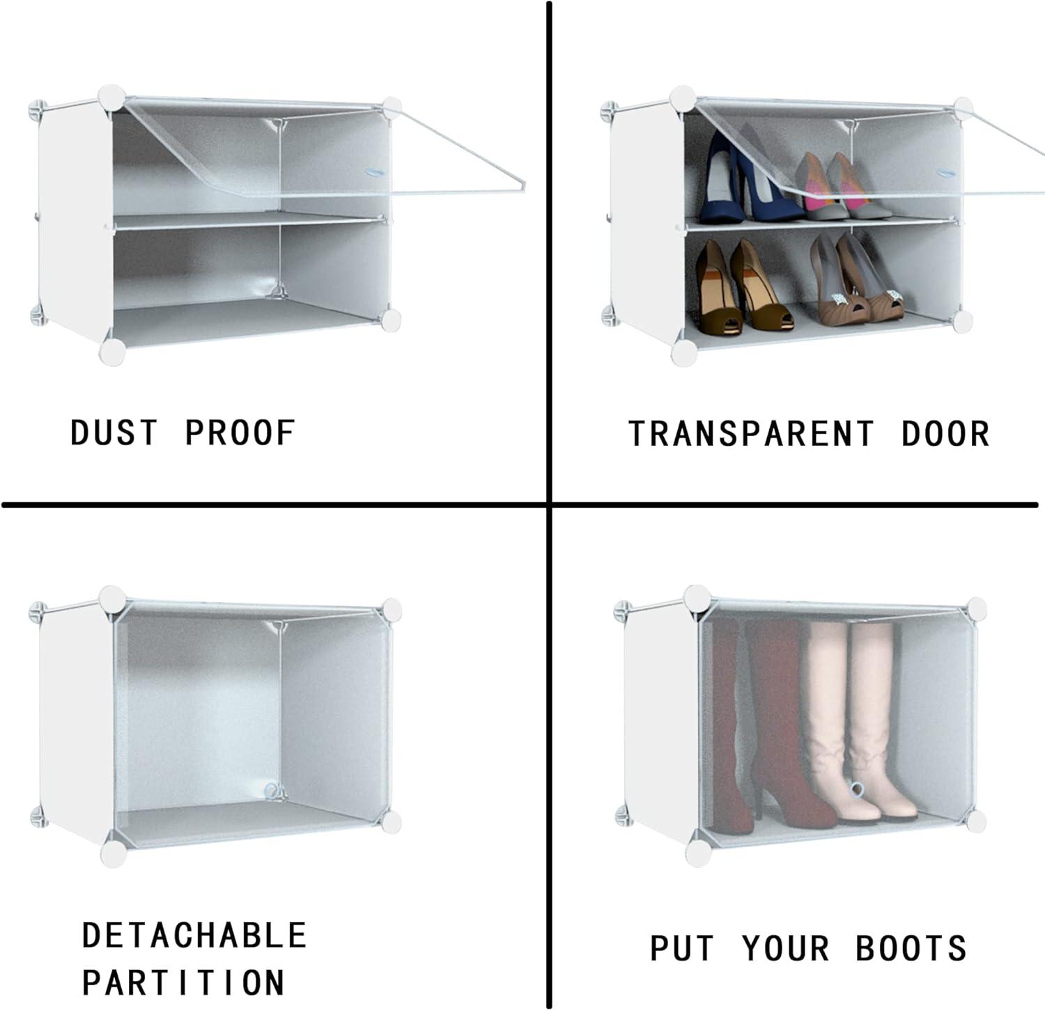 White 6-Tier Metal and Plastic Expandable Shoe Rack