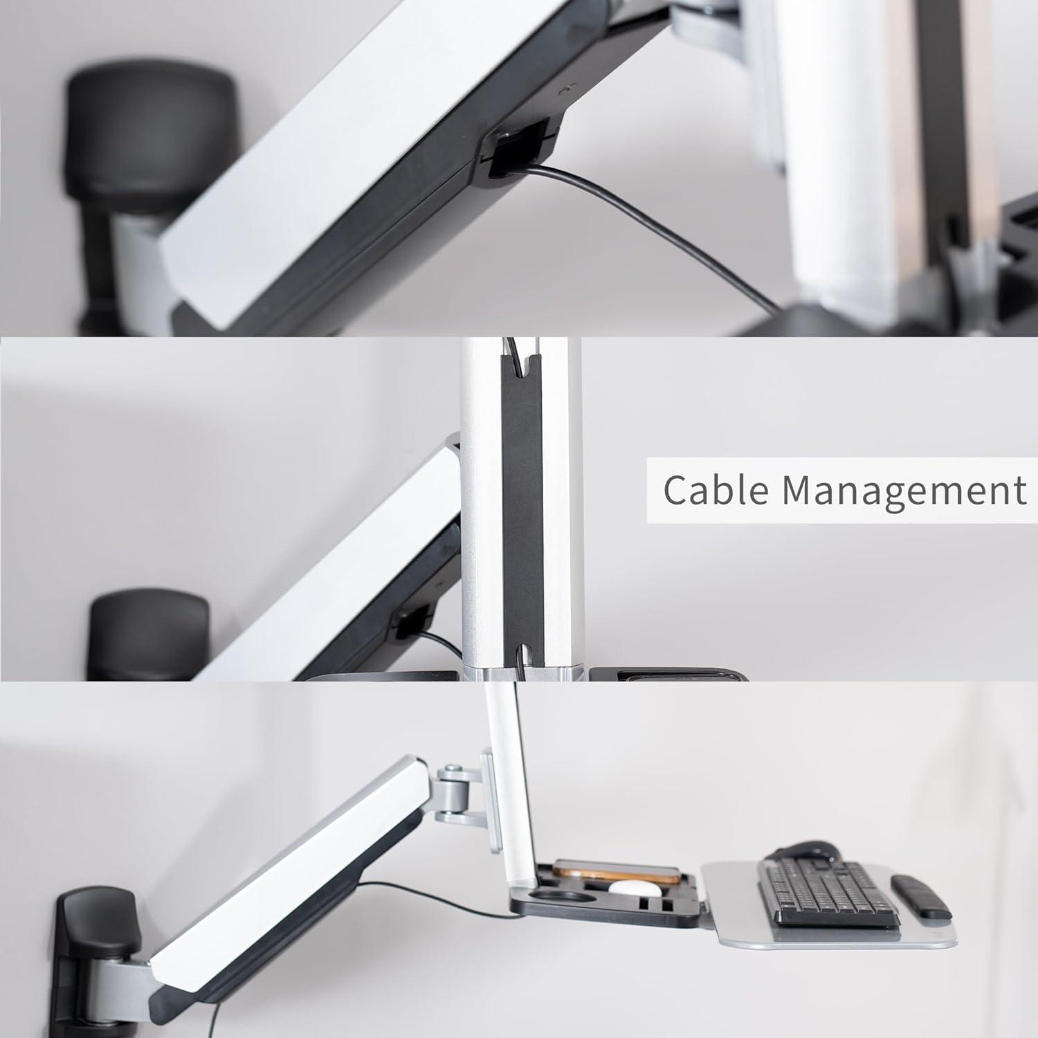 Single Monitor & Keyboard Sit-Stand Wall Mount | Standing Transition Workstation