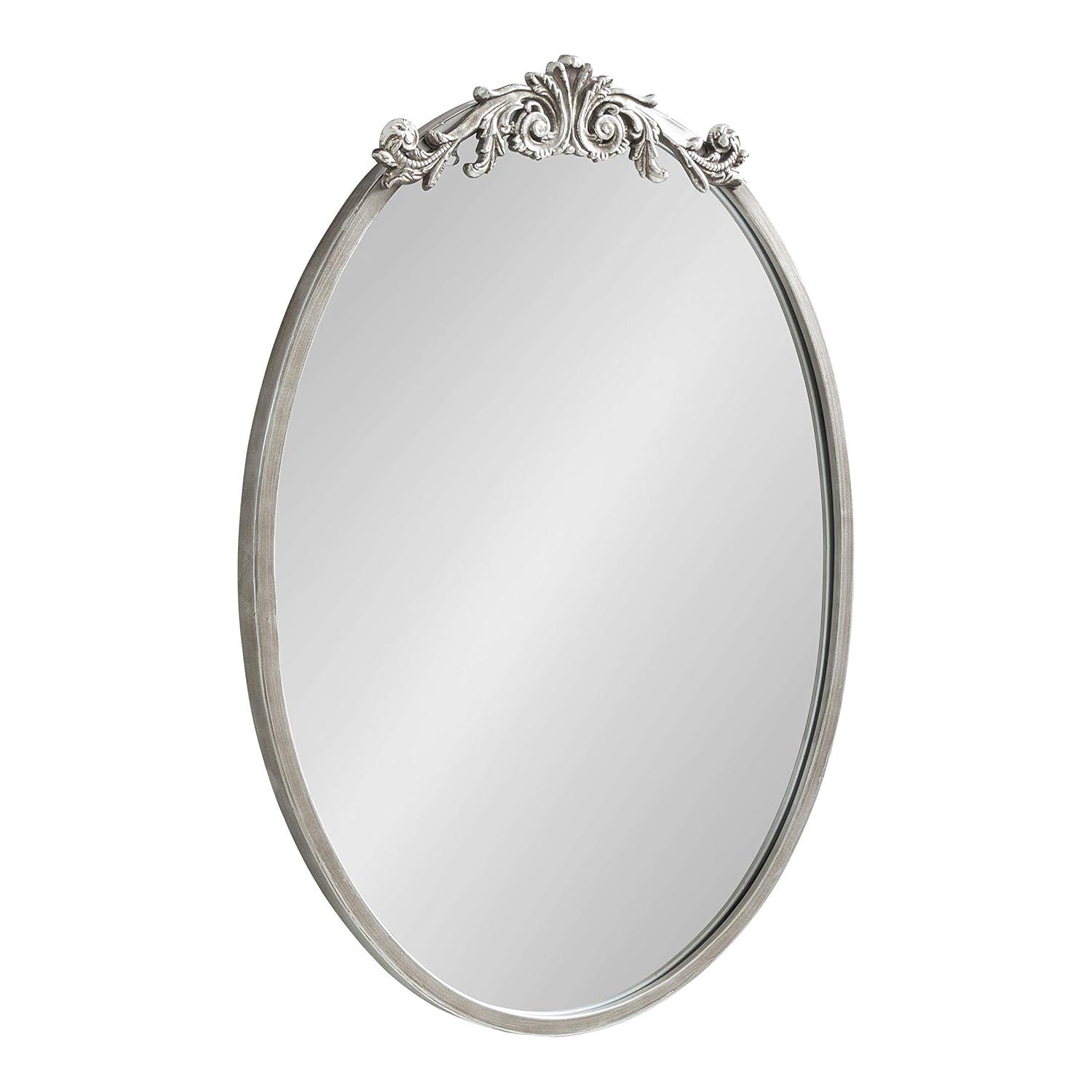 Kate & Laurel All Things Decor 18"x24" Arendahl Traditional Vertical Oval Wall Mirror Silver: No Assembly, Metal Frame, Wall Mounted