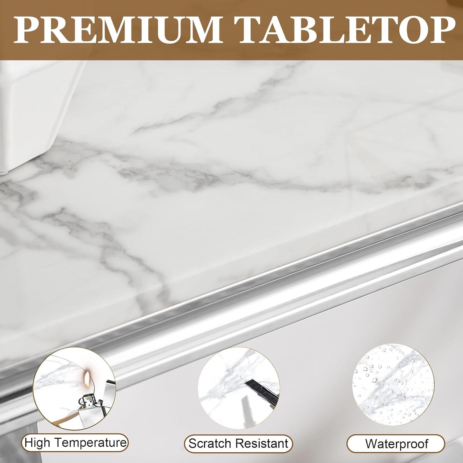 Rectangle Marble Coffee Table With Stainless Steel Base