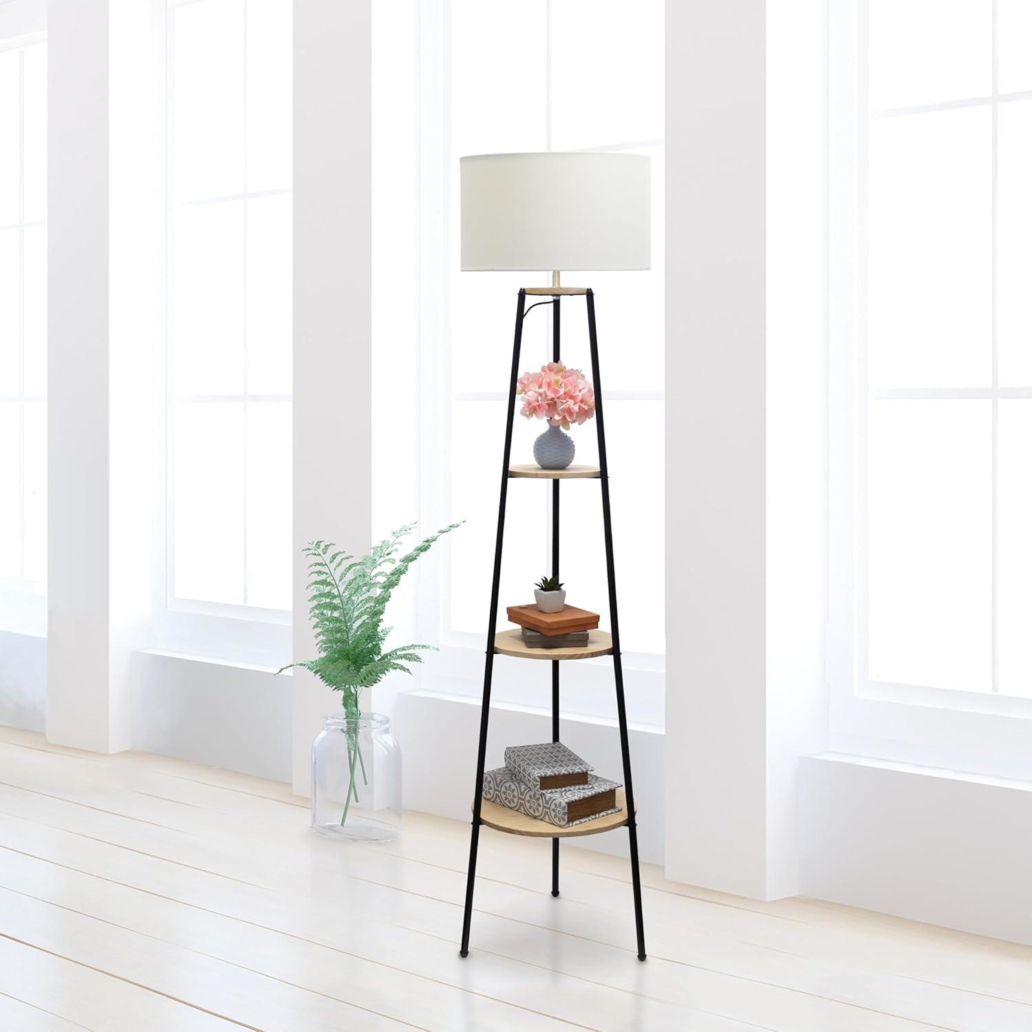 62.5" Tall Modern Tripod 3-Tier Shelf Standing Floor Lamp - Simple Designs