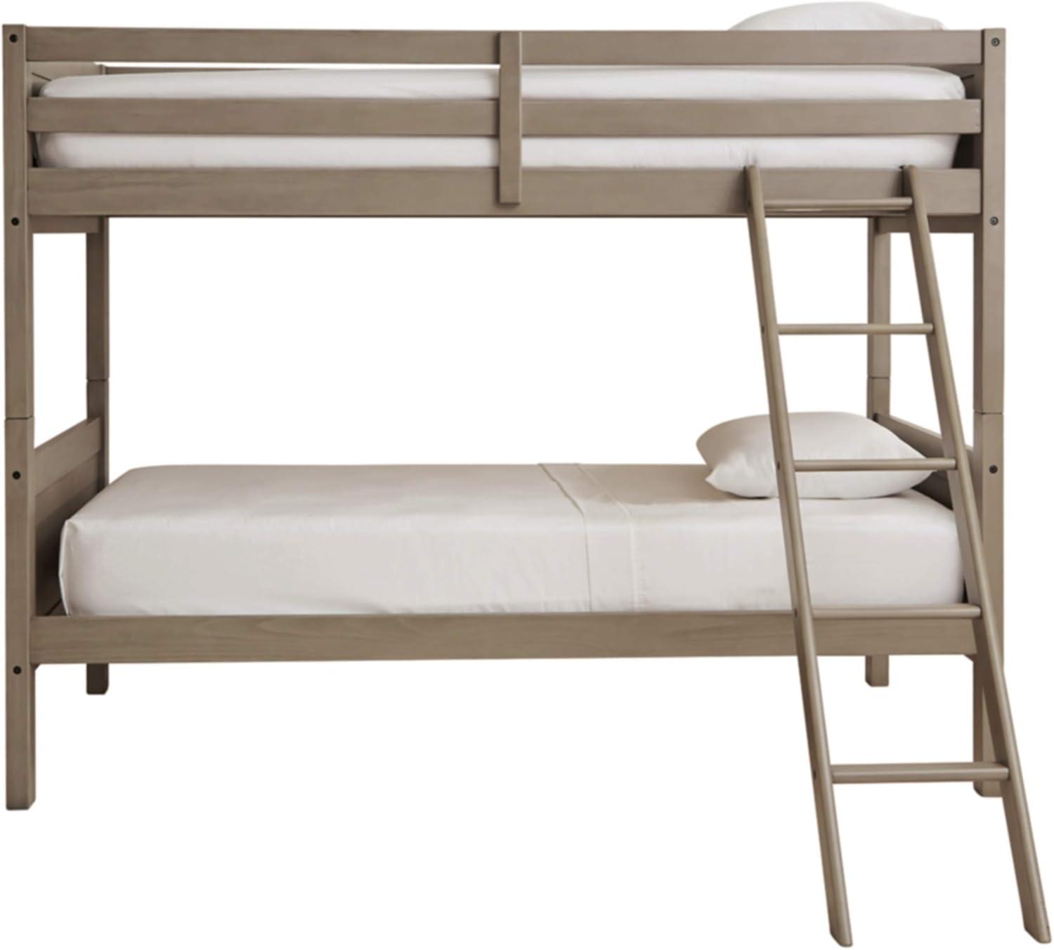 Signature Design by Ashley Casual Lettner Twin/Twin Bunk Bed with Ladder  Light Gray