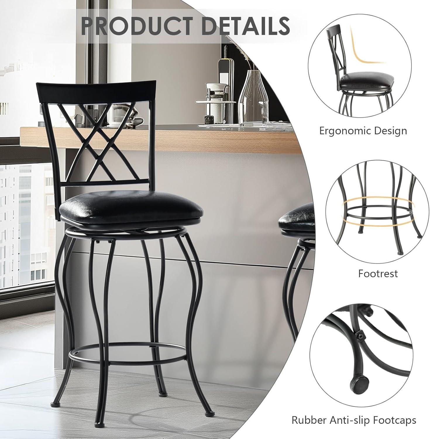 Williston Forge Swivel Upholstered Counter Stool with Both 24"/29" Legs Shipped for Height Adjustable (Set of 2)