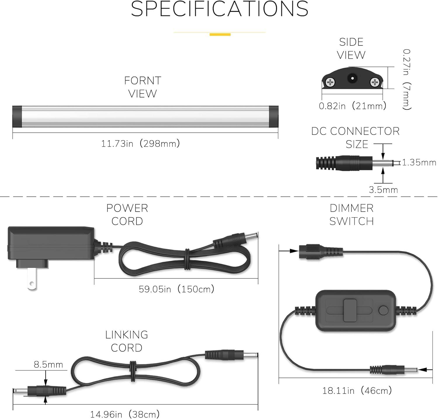 Inlight 12-inch Plug-in LED Under Counter Lights for Kitchen, Pack of 6