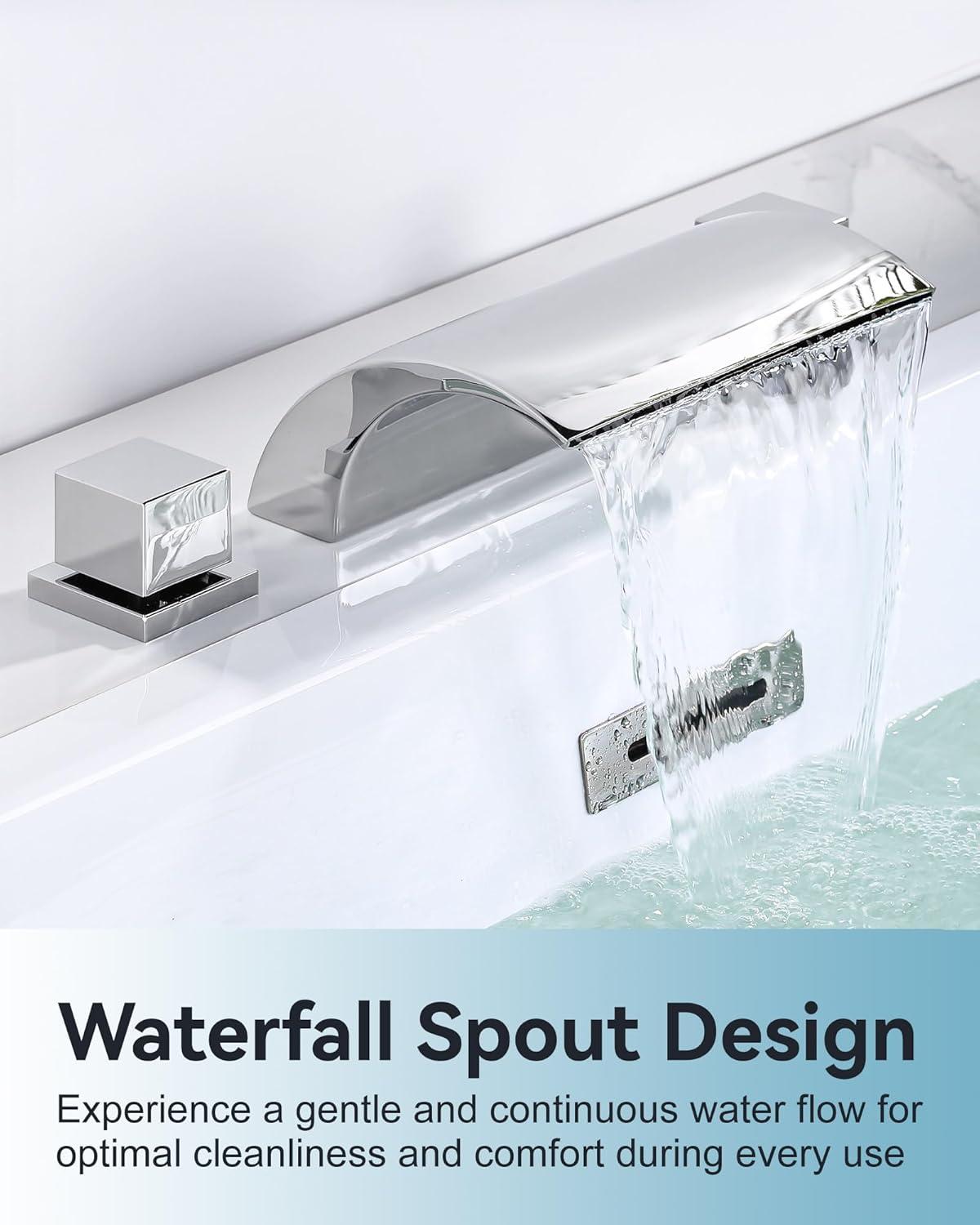 Chrome Double Handle Deck Mounted Roman Tub Faucet in Brass