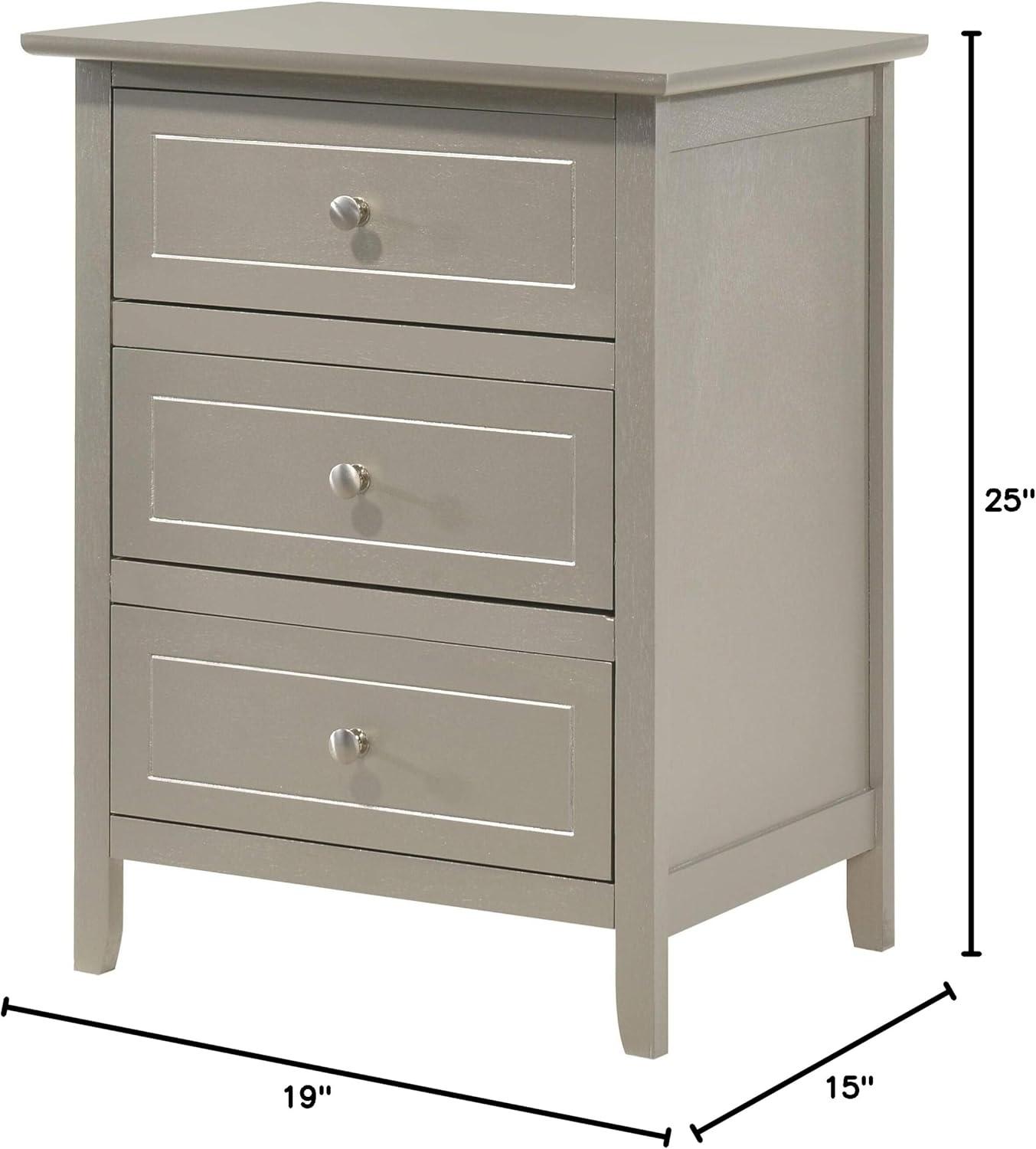 Glory Furniture Daniel 3 Drawer Nightstand in Black