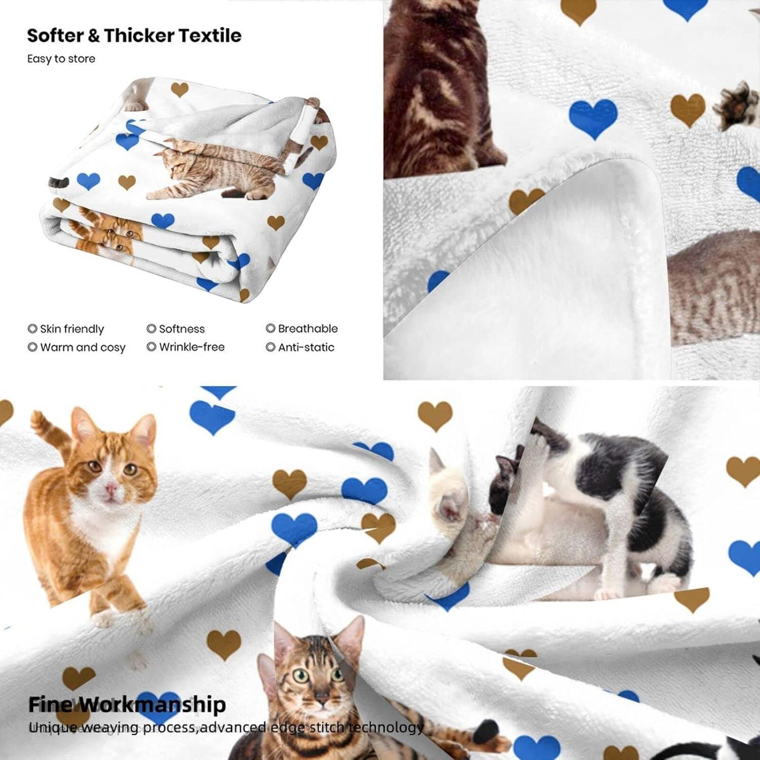 Cute Cat Blanket Super Soft Flannel Fleece Throw Blankets Kids Adults for Bedding Bedroom Living Rooms Sofa Full Season Gifts