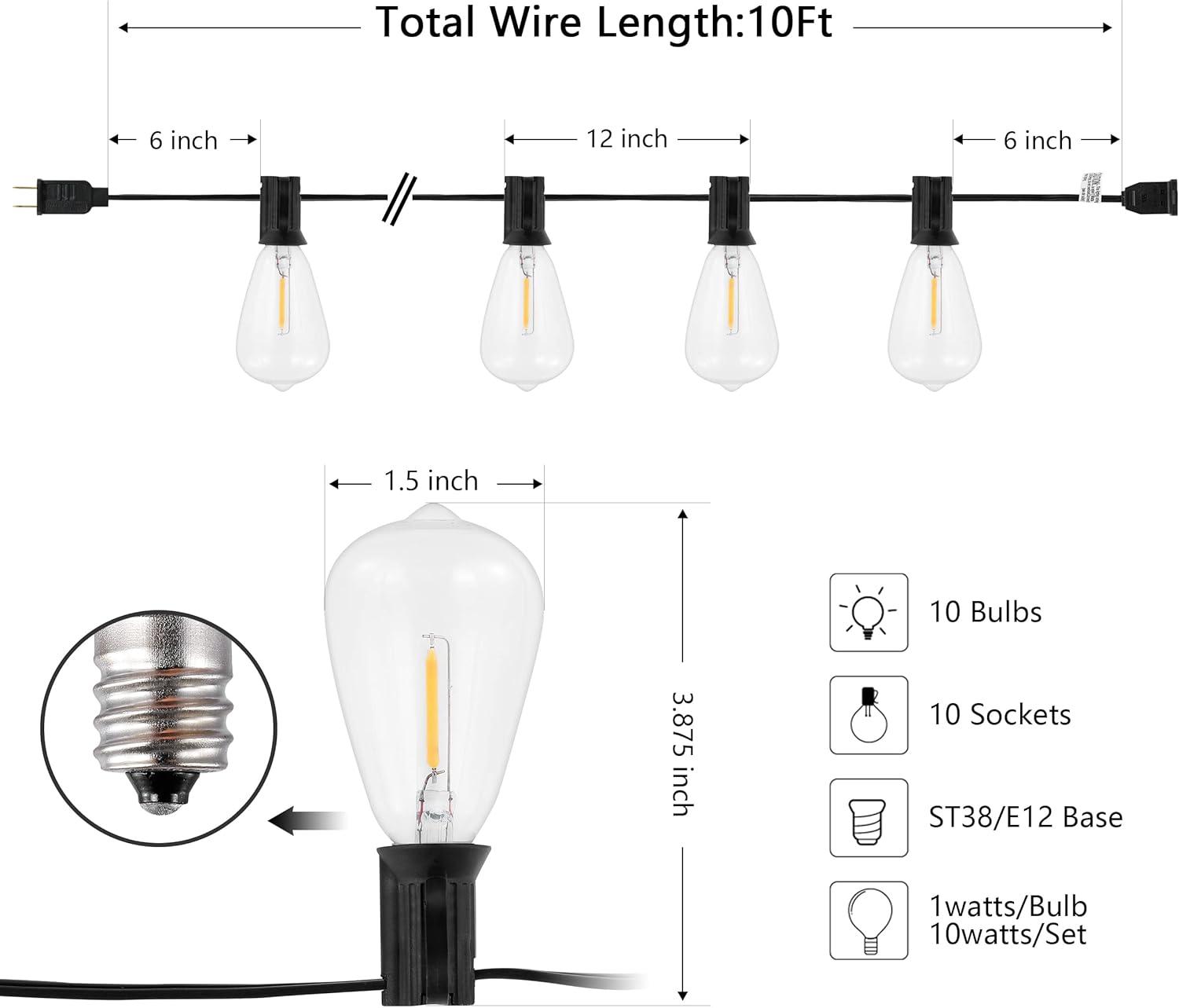 Dorcia Black 10-Foot LED Outdoor String Lights