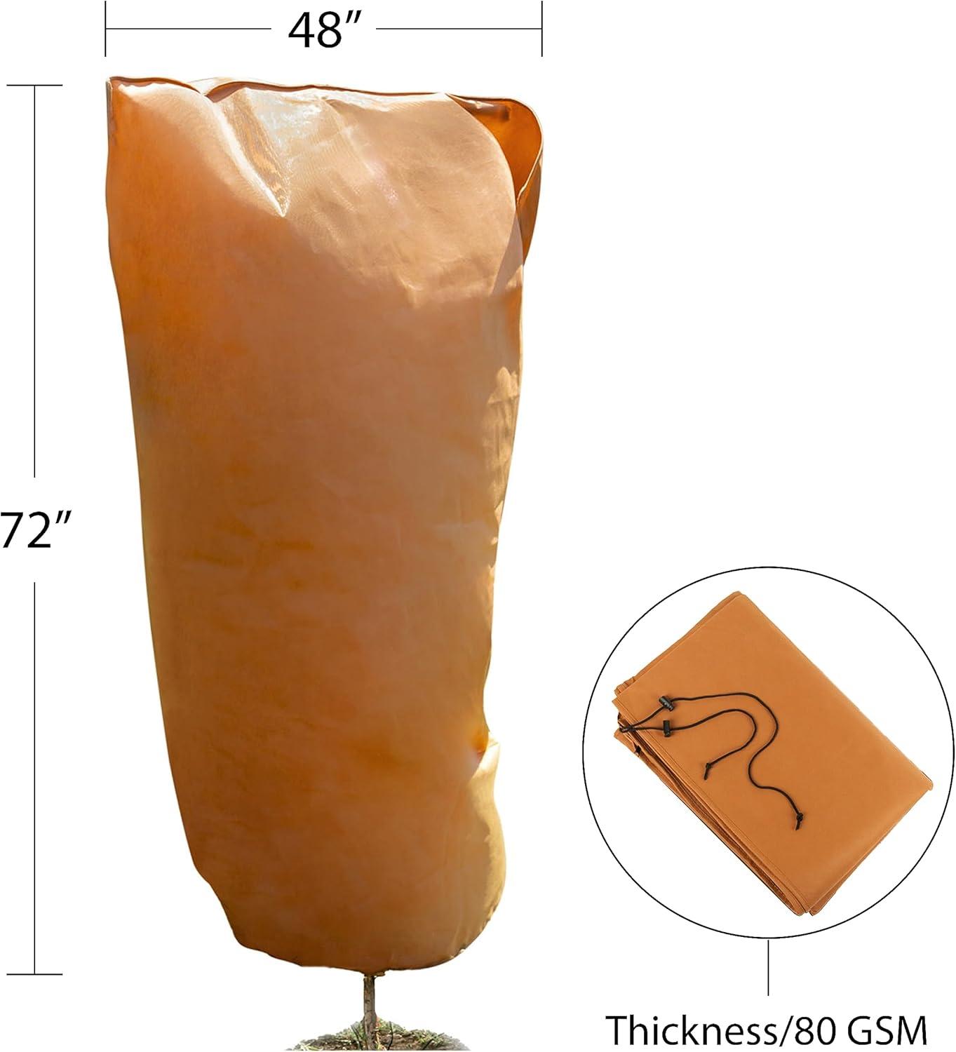 Brown Polypropylene Frost Protection Plant Covers with Drawstring and Zipper, 48" x 72"