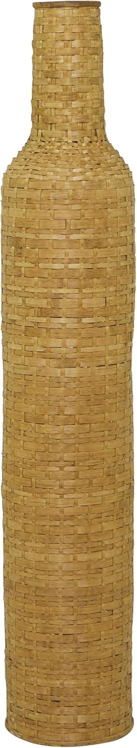 Studio 350 Intricately Woven Tall Bamboo Wood Floor Vase - White or Brown Brown - 9"W, 39"H