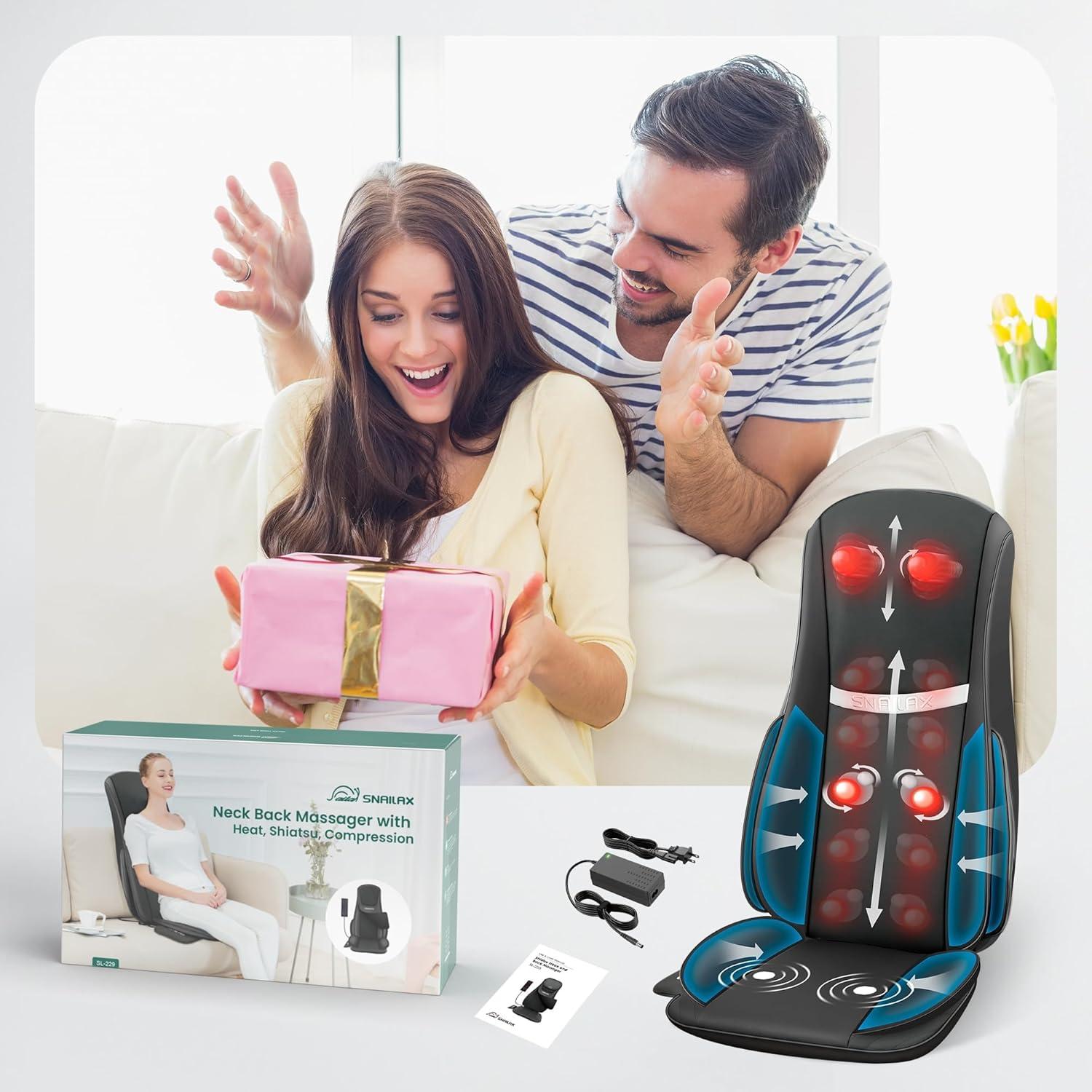 Snailax Shiatsu Full Body Chair Seat Massager, Neck Back Chair Pad with Compression & Heat. SL-229 | Wayfair