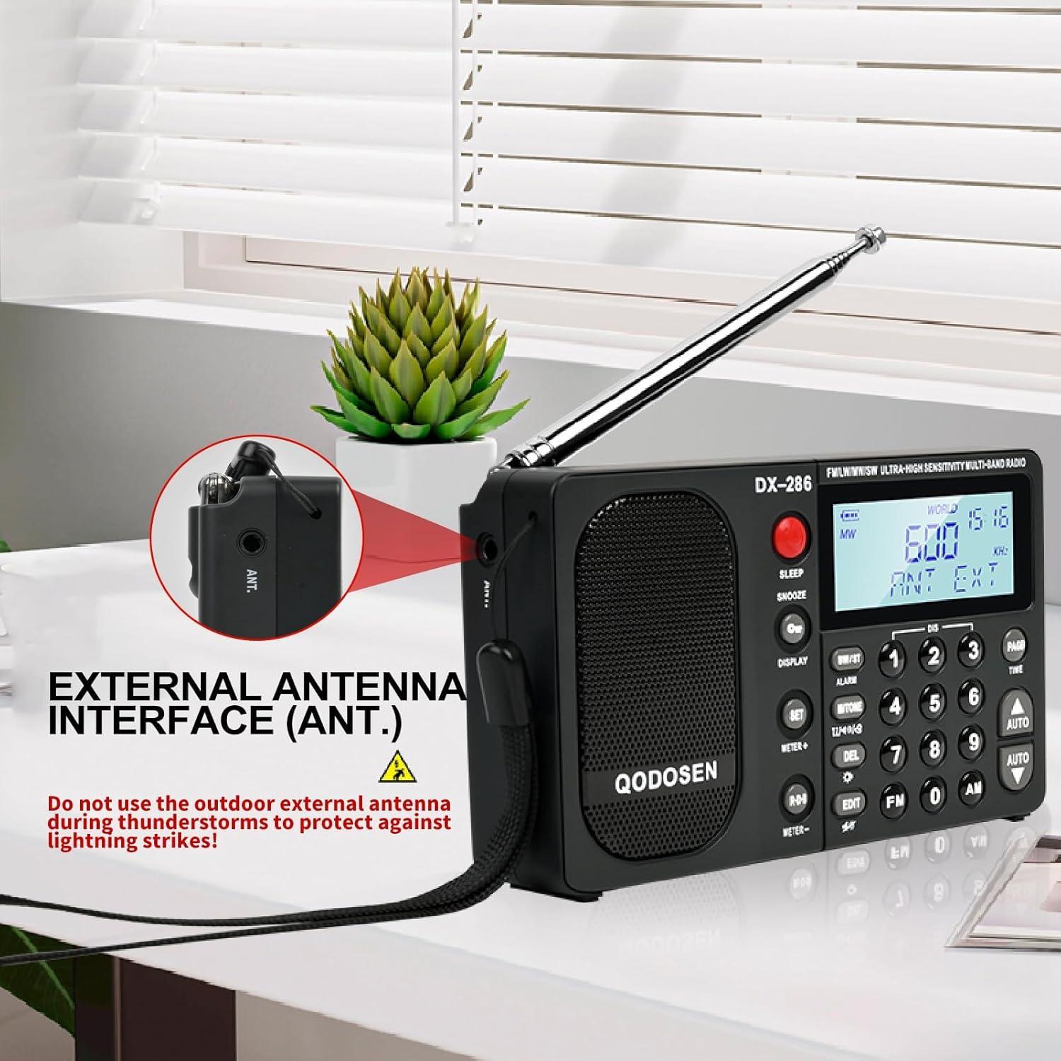 DX-286 Portable Radio, with TEF6686 Automotive Chip,LW,AM, FM, Shortwave,Data System(RBDS/RDS),Antenna Attenuator,Antenna Switch, AMP Switch,1000 Presets,Tone Switch,Clock/UTC/Alarm/Sleep