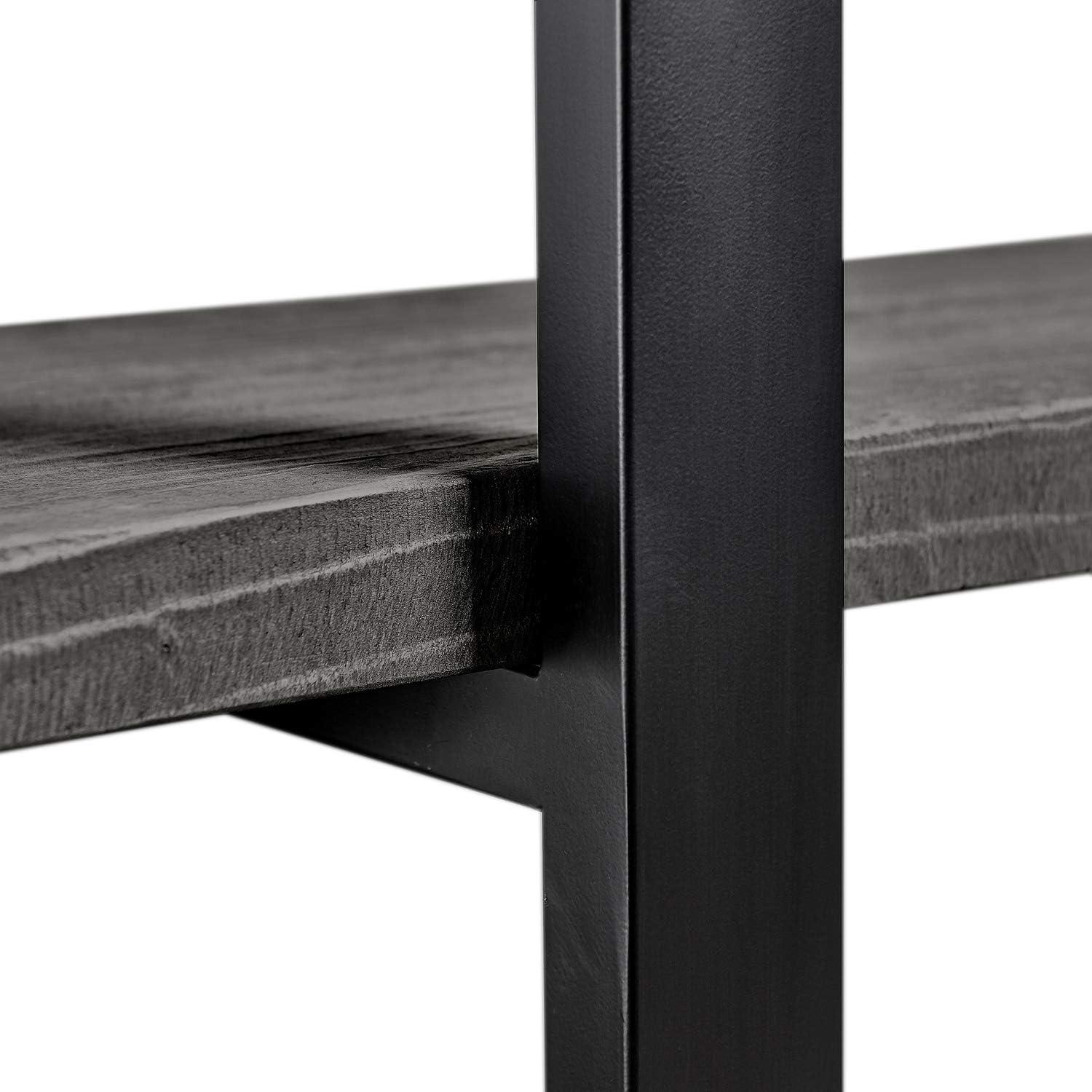 Alaterre Farmhouse Reclaimed Wood Console Table with Shelves, Slate Gray/Black