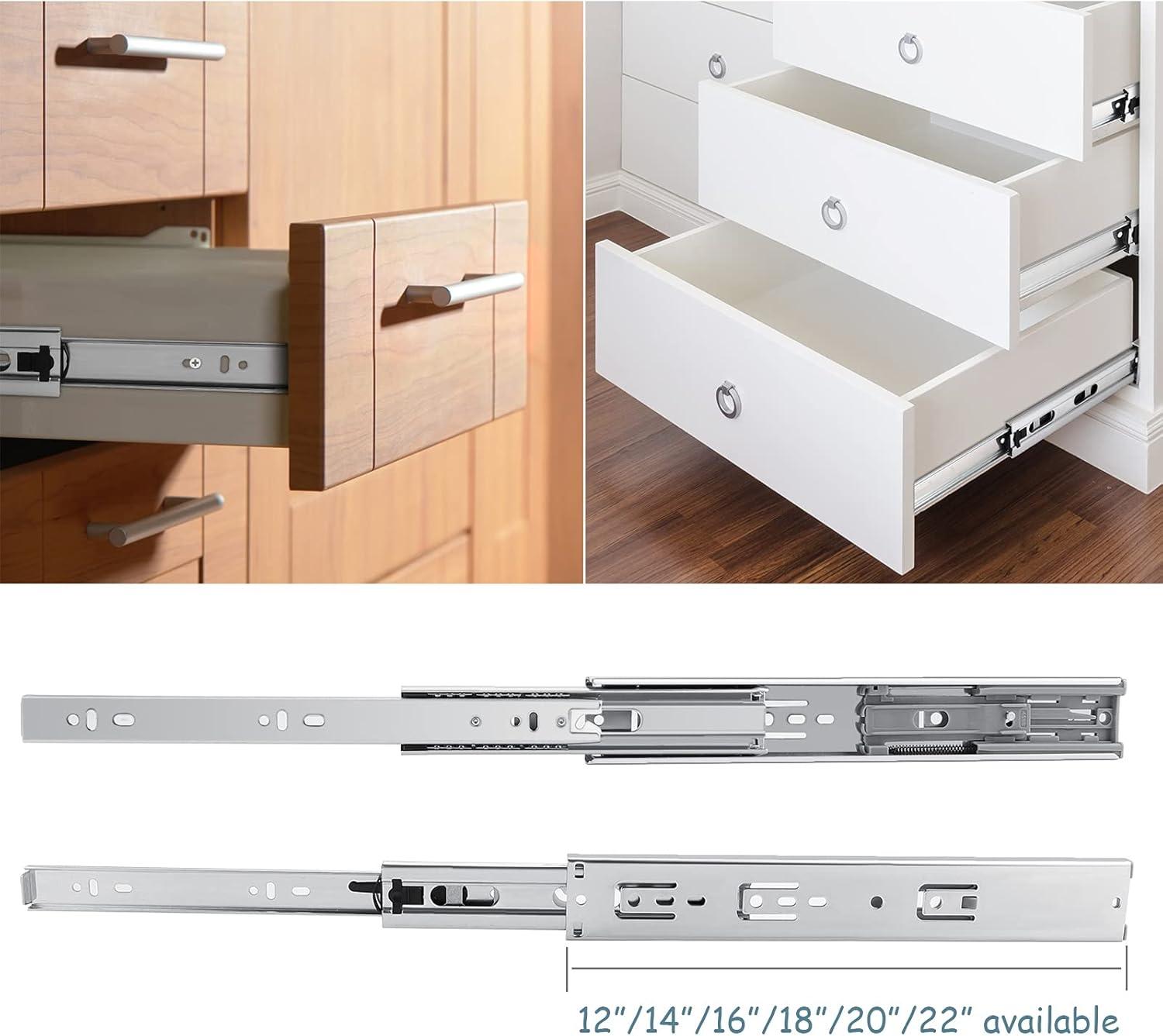 22 inch 100 lb 1 Pack 22" Side Mount Soft Close Full Extension Drawer Slides, Silver