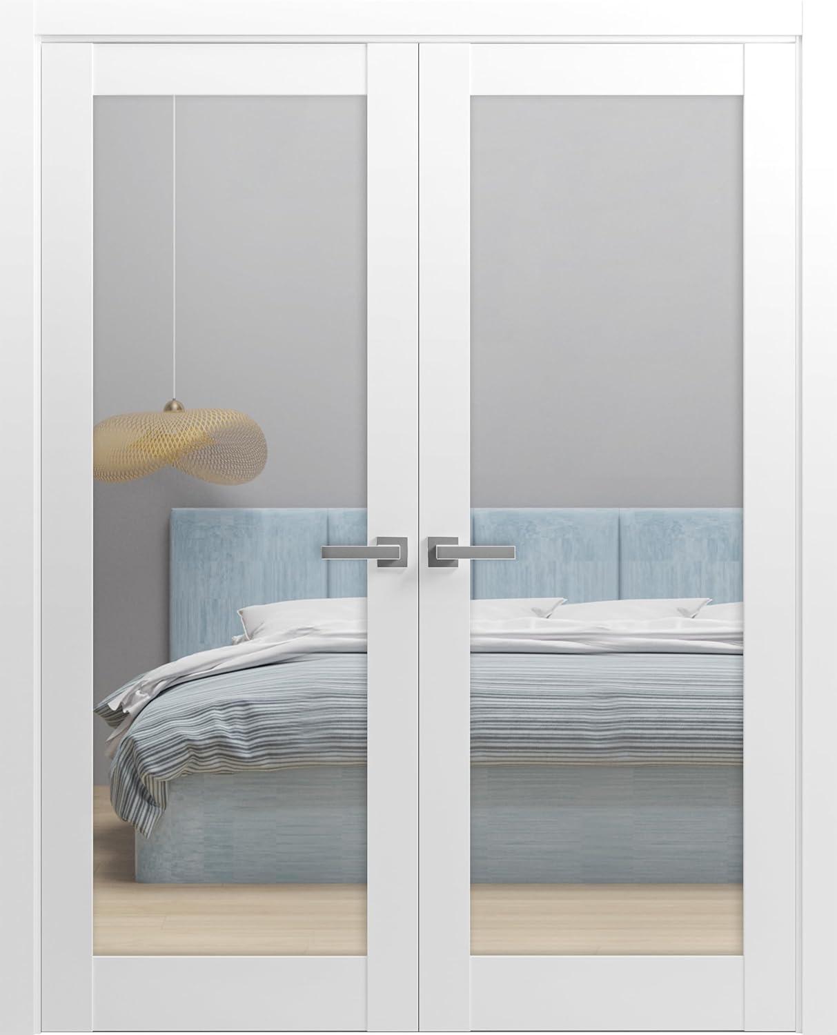 SARTODOORS Lucia Clear Glass Wood French White Doors