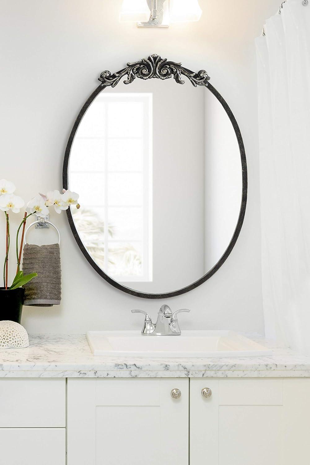 Kate & Laurel All Things Decor 18"x24" Arendahl Traditional Vertical Oval Wall Mirror: Ornate, Baroque-Inspired Design