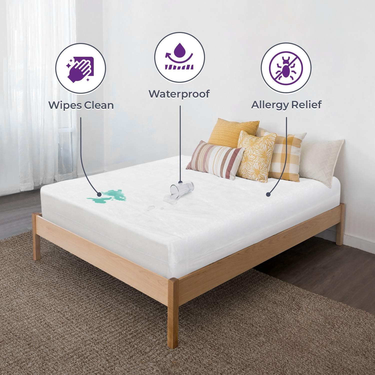 Plastic Mattress Protector Zippered (36"x75"), Waterproof Vinyl Mattress Cover, Heavy Duty Noiseless Mattress Encasement by Blissford