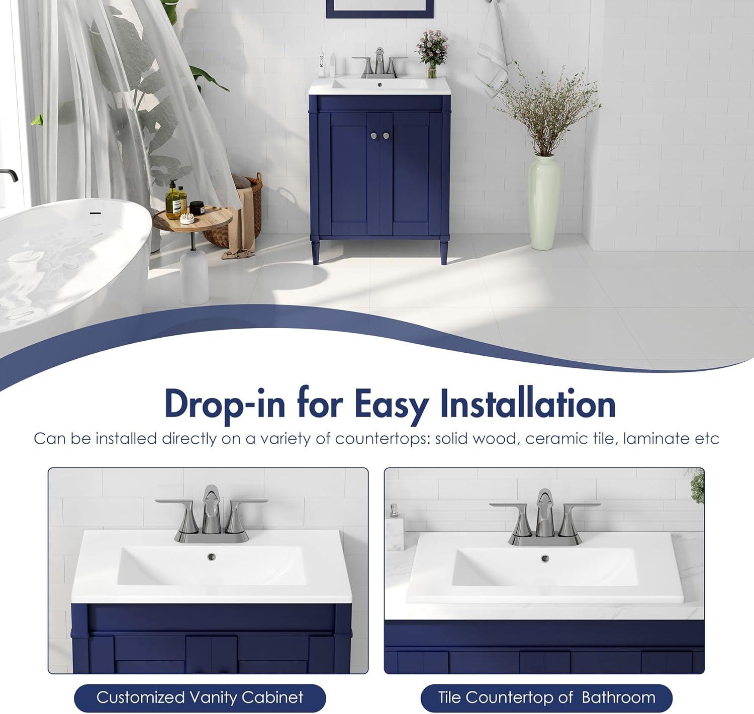 Ceramic 24" Single Bathroom Vanity Top