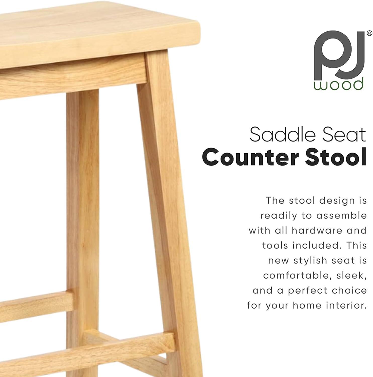 Natural Wood Saddle-Seat 30" Backless Counter Stool