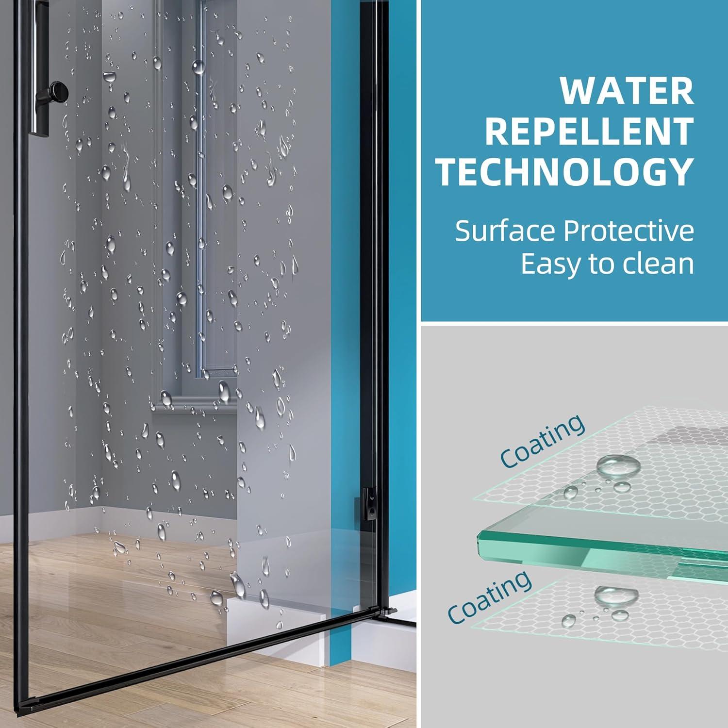 Pivot Shower Doors 36'' - 37.25'' W x 72'' H Door Frameless Pivot Shower Door with Tempered Glass