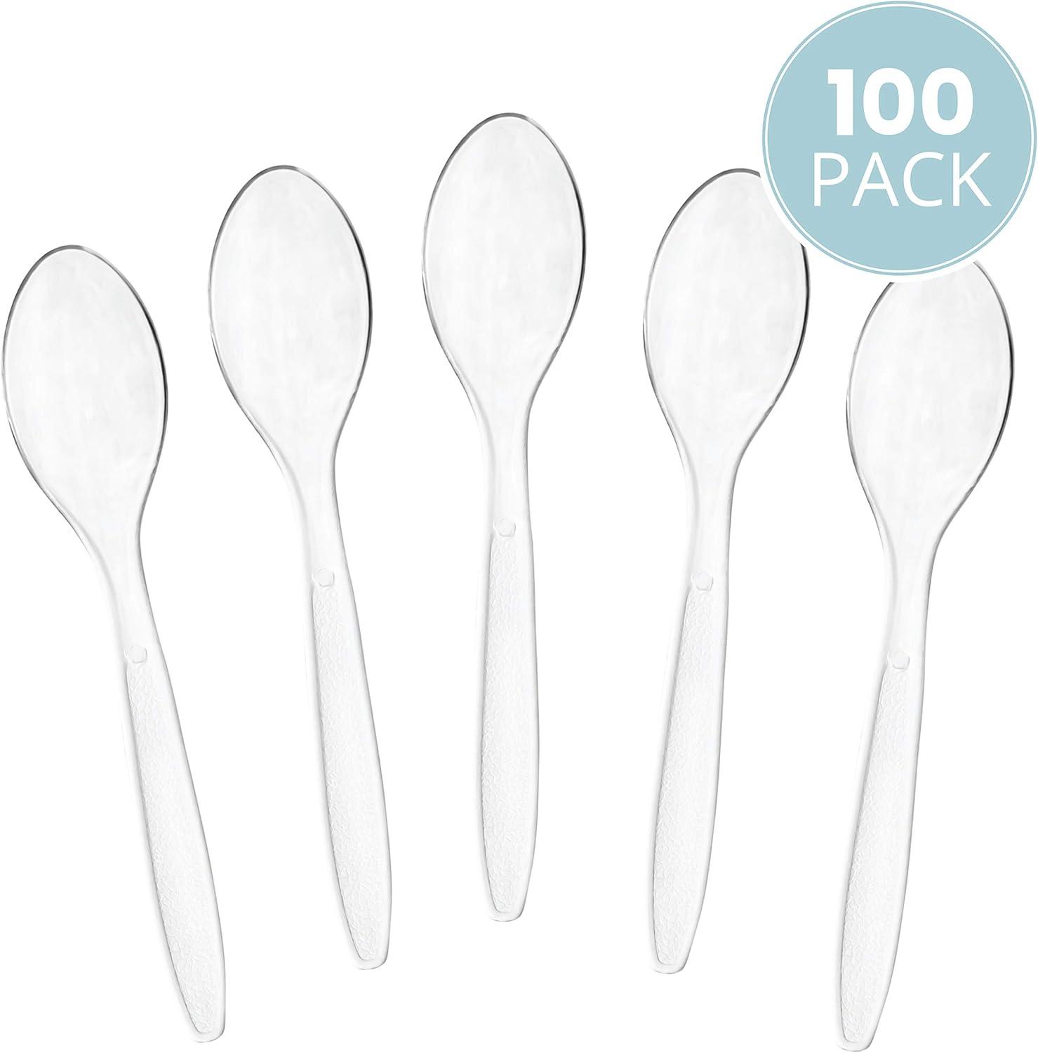 Elegant Clear Heavy-Duty Plastic Disposable Spoons Pack