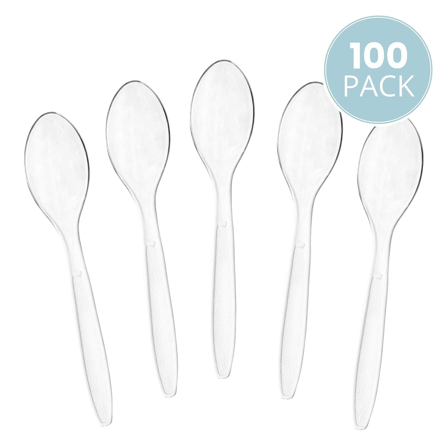 Elegant Clear Heavy-Duty Plastic Disposable Spoons Pack