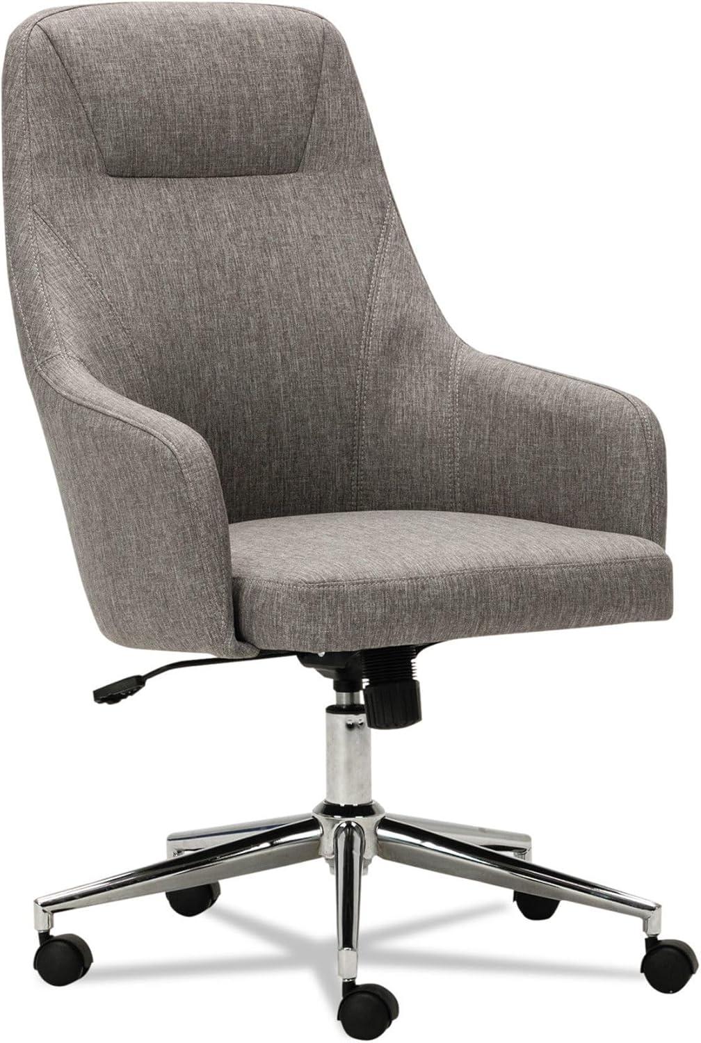 Alera Alera Captain Series High-Back Chair, Supports Up to 275 lb, 17.1" to 20.1" Seat Height, Gray Tweed Seat/Back, Chrome Base