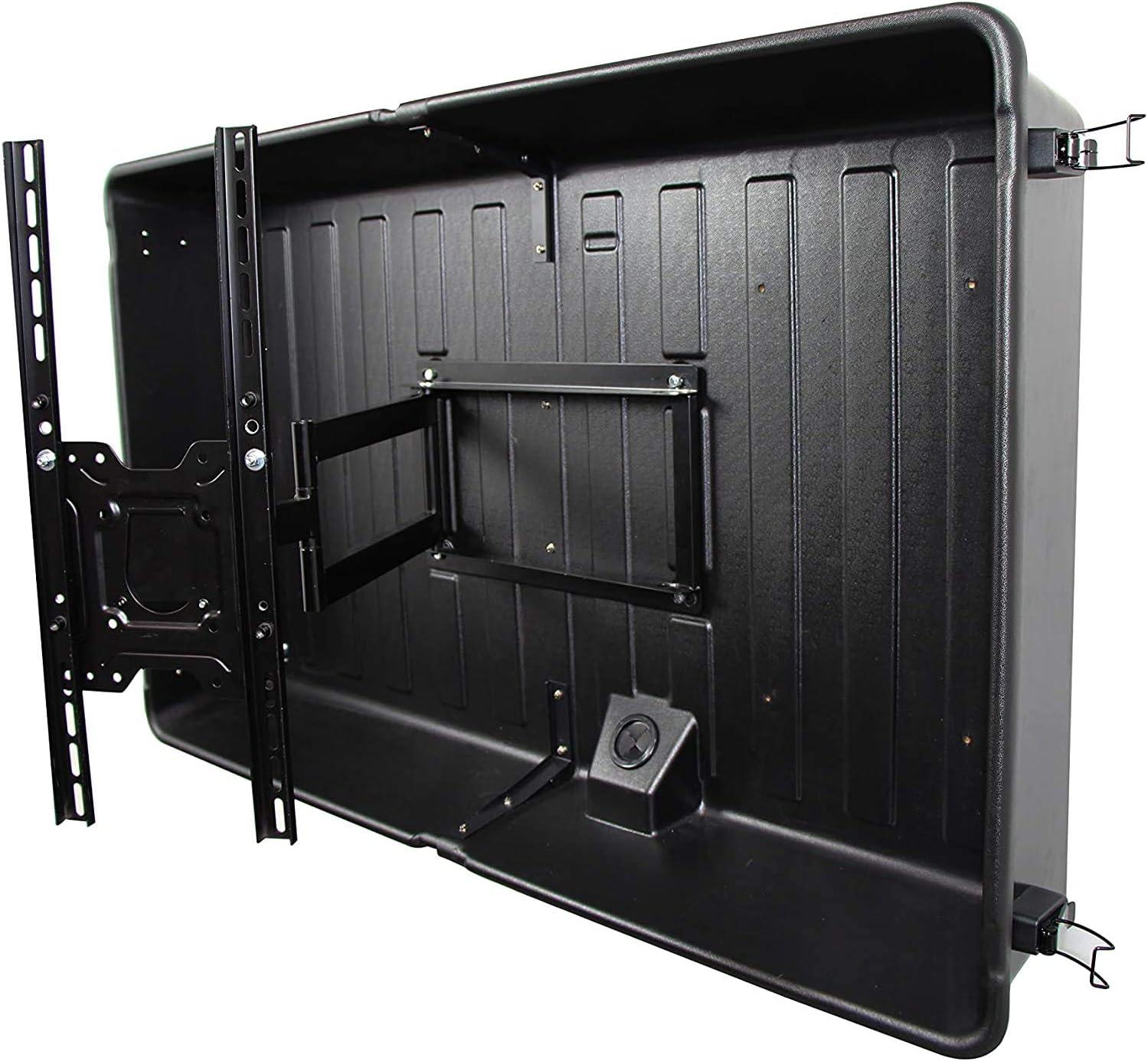 Black ABS Plastic Full-Motion Outdoor TV Enclosure with Wall Mount